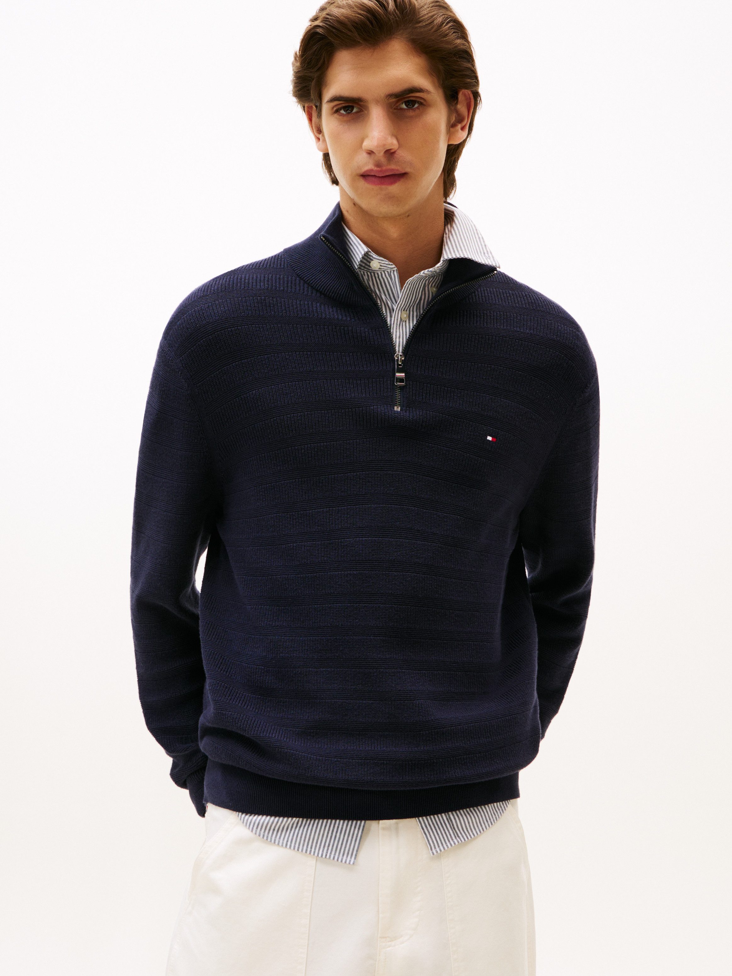 Tommy Hilfiger Troyer STRIPE STRUCTURE ZIP günstig online kaufen
