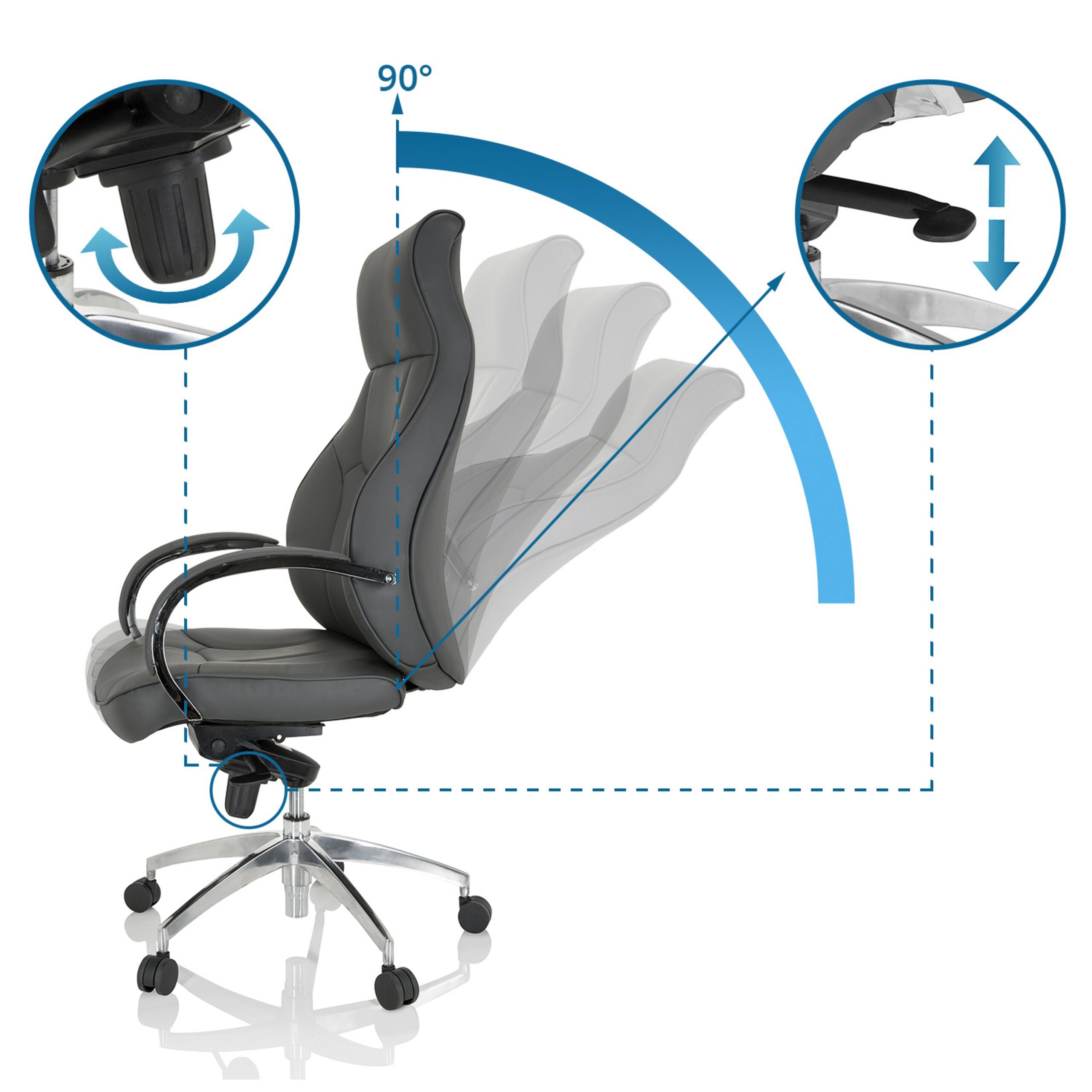 hjh OFFICE Chefsessel Profi Chefsessel Elegance I Kunstleder, Drehstuhl Bürostuhl ergonomisch