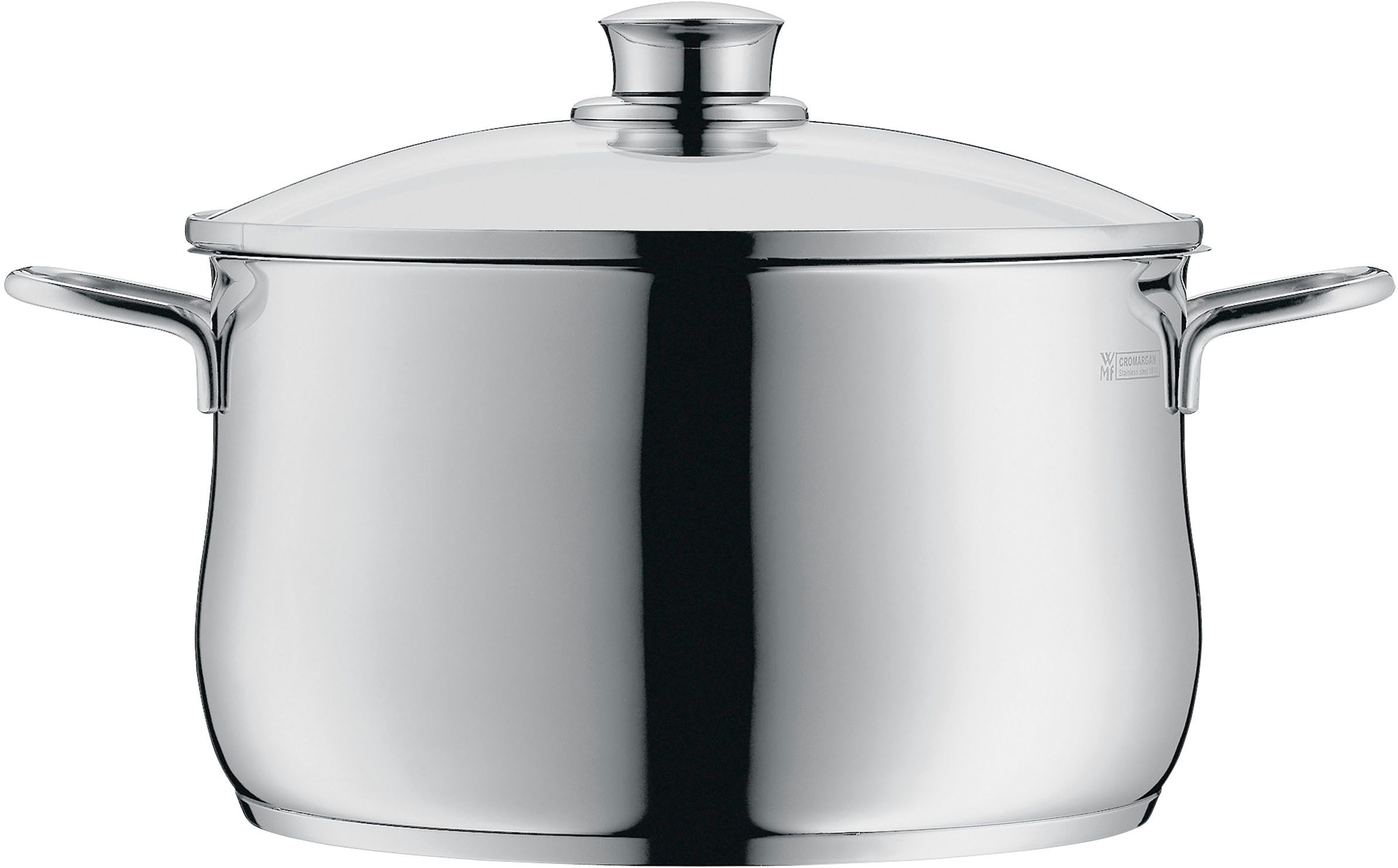 WMF Fleischtopf Diadem Plus, Cromargan® Edelstahl Rostfrei 18/10 (2-tlg), breiter Schüttrand, außergewöhnliches Design, spülmaschinengeeignet