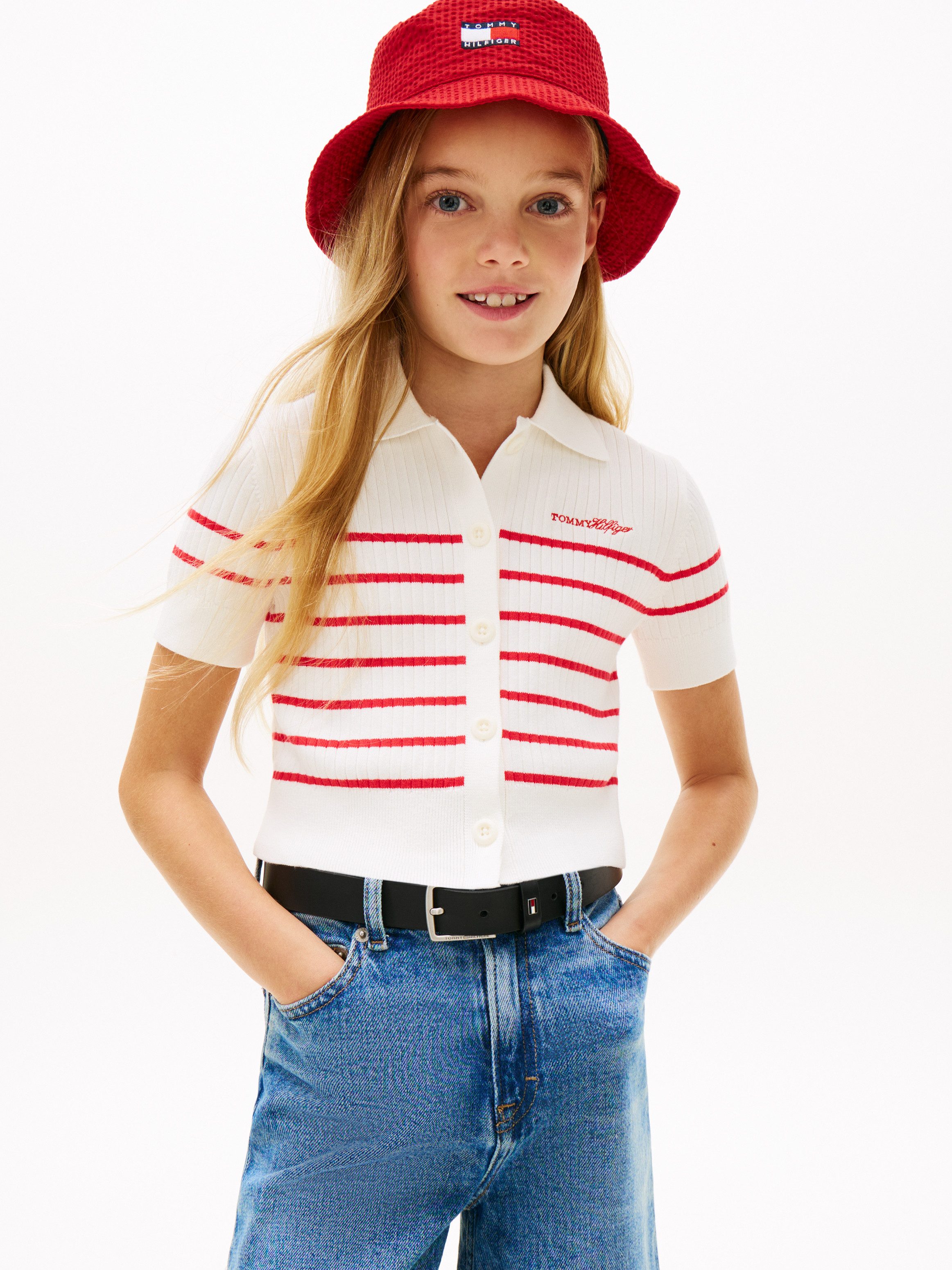 Tommy Hilfiger Strickjacke SWEATER RIB POLO SS Kinder bis 16 Jahre, regular fit