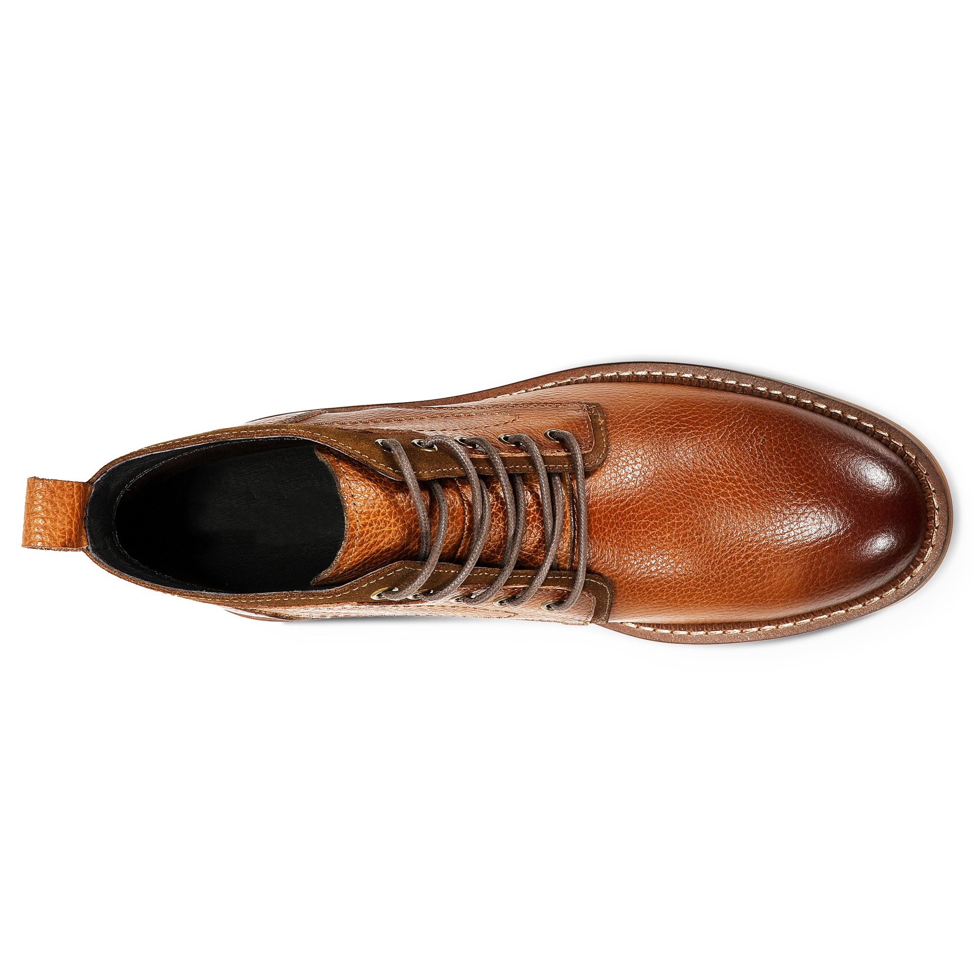 Allthemen Schnürstiefelette Herren Stiefeletten aus Rindsleder Klassische Schnürboots für Männer