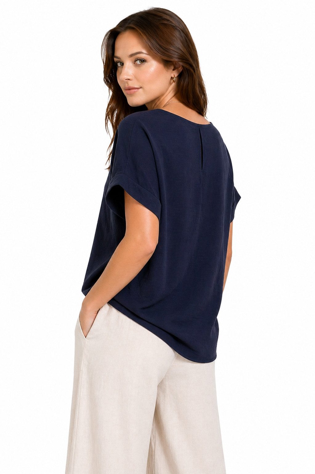 ITALY VIBES Kurzarmbluse - sommerliche Bluse - Blusenshirt Damen mit Knotendetail ONE SIZE / passend für Größe S - L