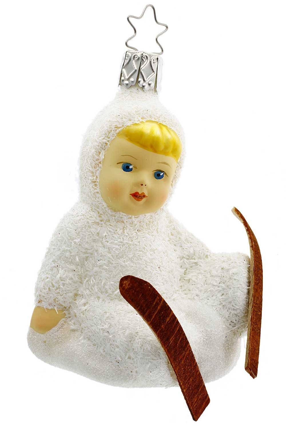 Hamburger Weihnachtskontor Christbaumschmuck Ab auf die Piste Schnee Kinder, Inge-Glas® Manufaktur - Dekohänger - mundgeblasen - handdekoriert