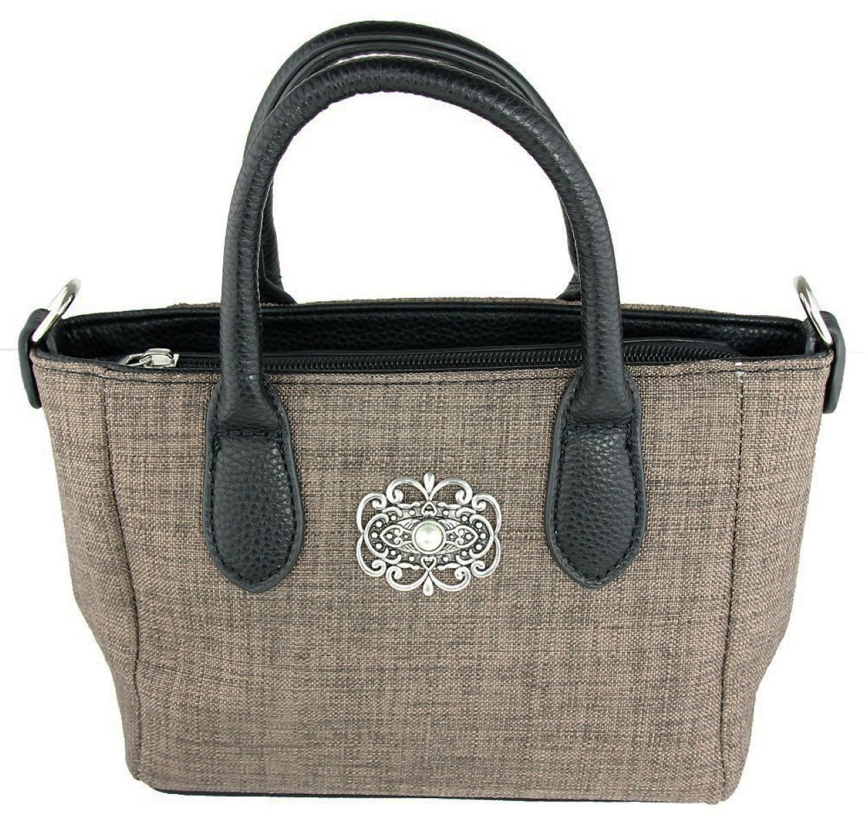 Trachtentasche Handtasche 'Katrina' mit Metallapplikation, Dunke