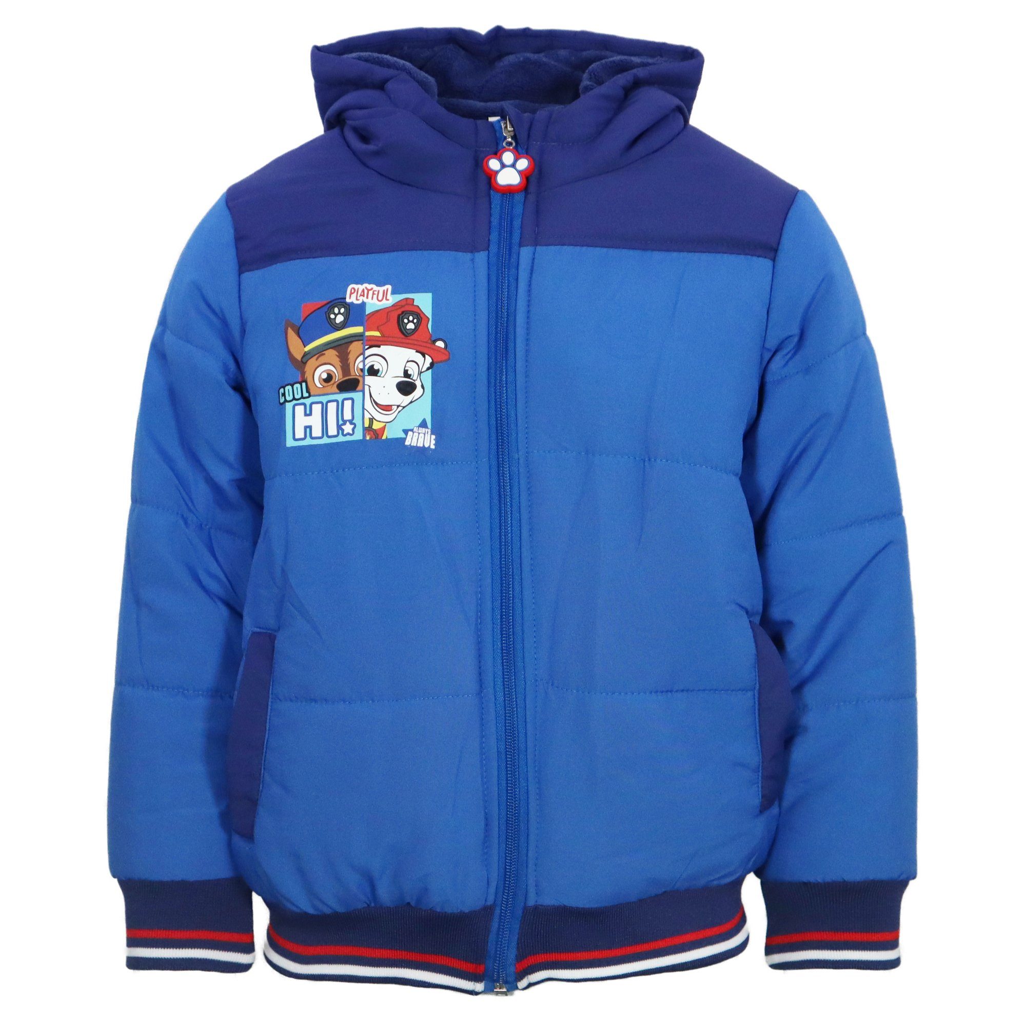 PAW PATROL Winterjacke Paw Patrol Chase Marshall Kinder Jungen Jacke mit Kapuze Gr. 92 bis 116