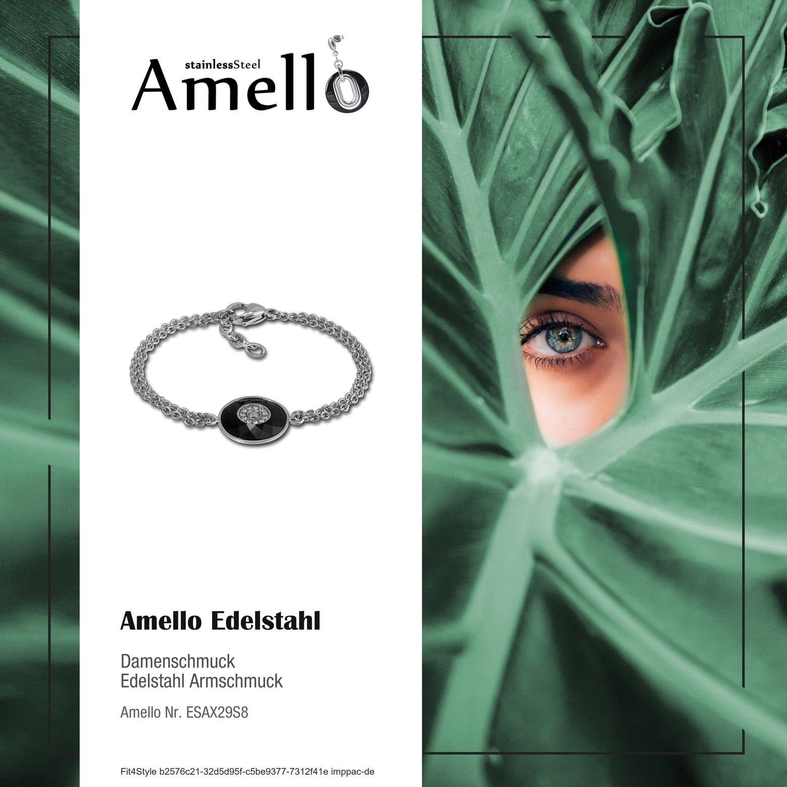 Armbänder für (Stainless Amello Armband Amello Edelstahl Edelstahlarmband (Armband), silber Steel) Damen schwarz Rund