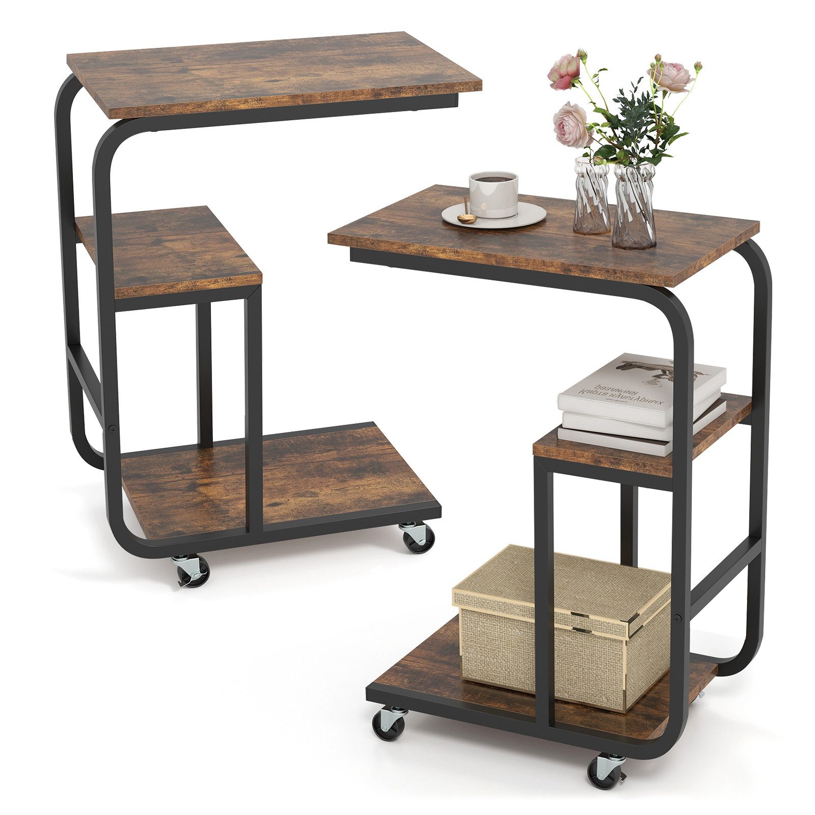 KOMFOTTEU Beistelltisch (2-St), Laptoptisch C-Form Industrie-Design, günstig online kaufen