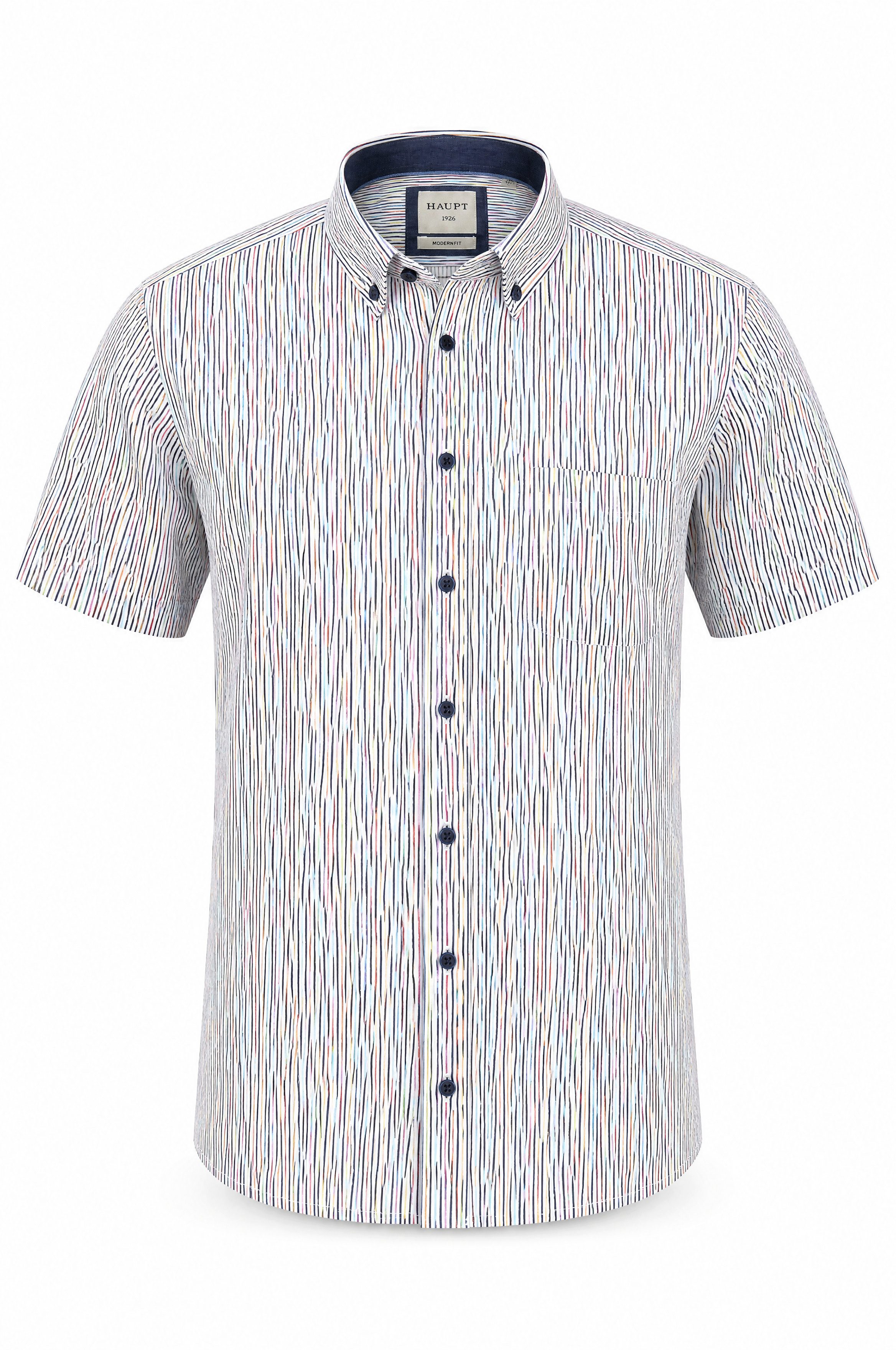 Haupt Kurzarmhemd Modern Fit Kurzarm Baumwoll-Herrenhemd Multicolor Style Sommer