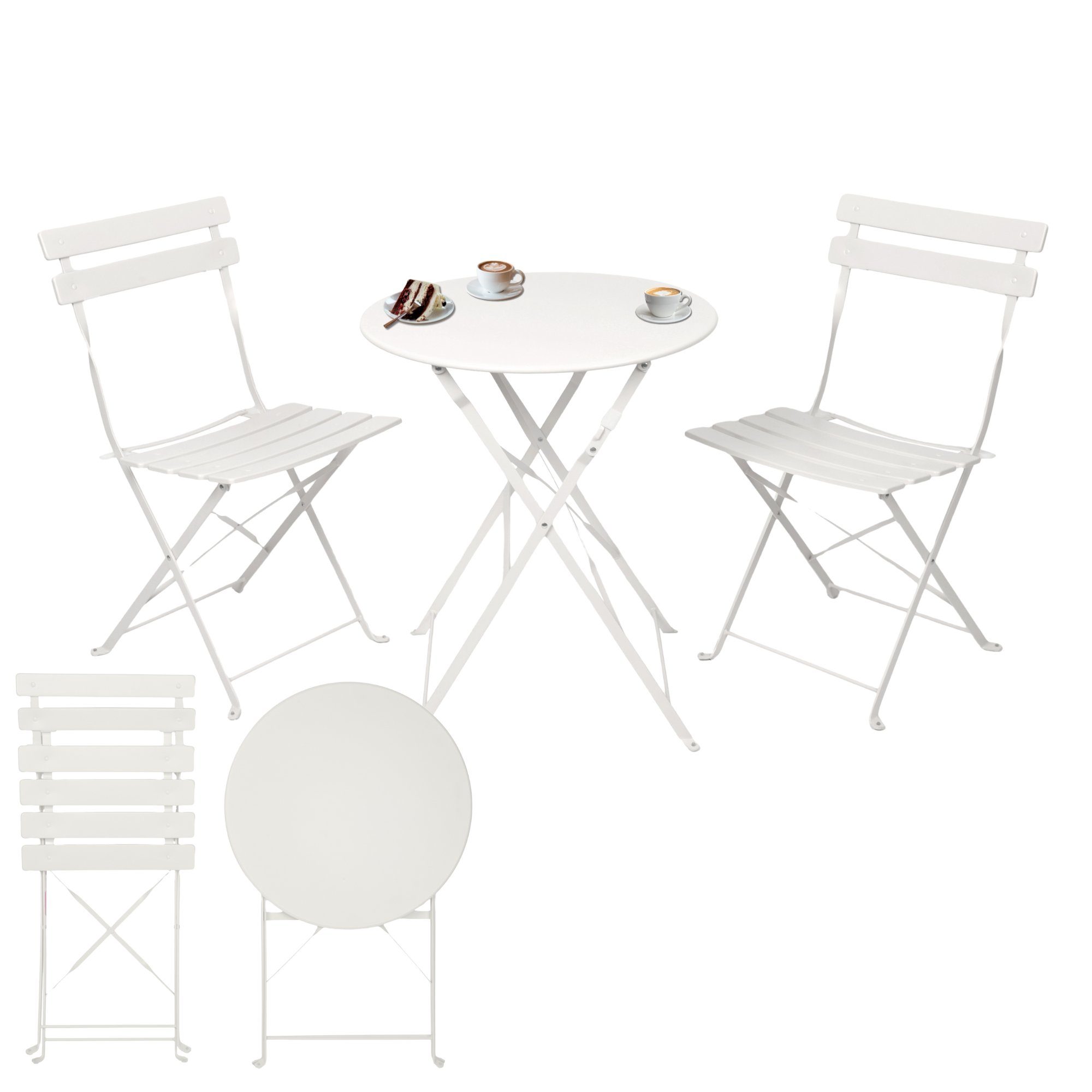 Albatros International Balkonset Bistroset 3-teilig Weiß  Bistrotisch 2 Stü günstig online kaufen