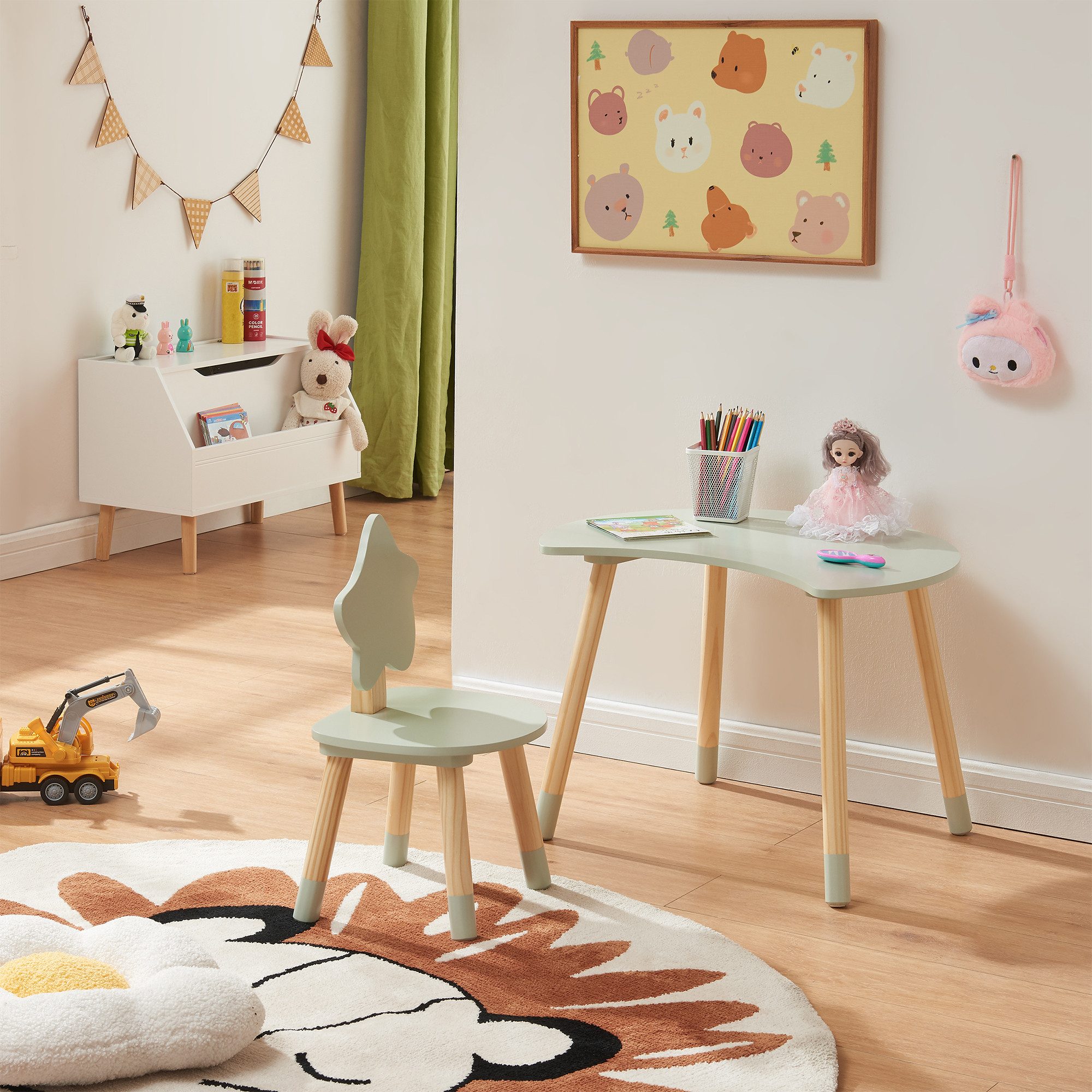 en.casa Kinderschreibtisch (Set, 2-St), mit Stuhl günstig online kaufen