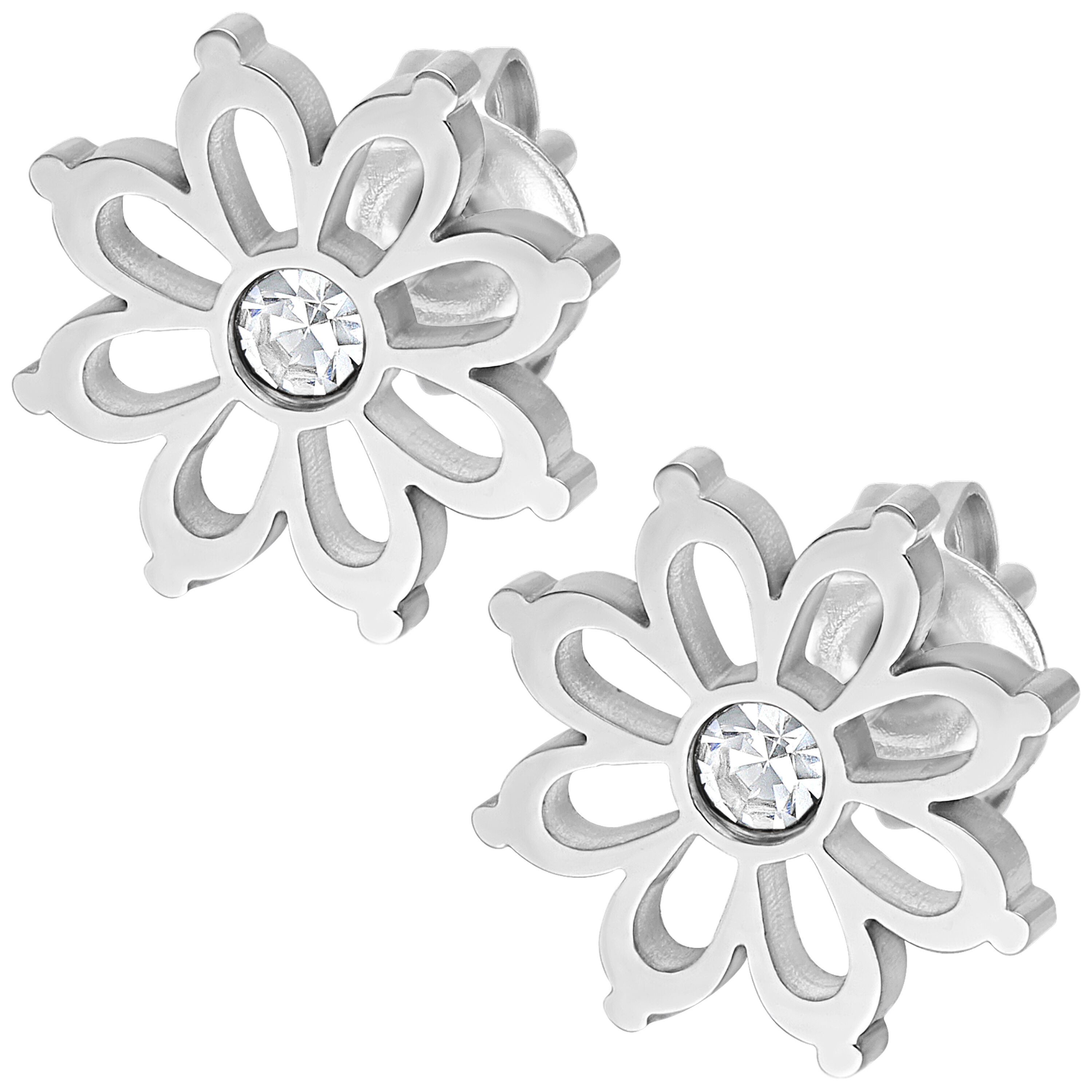 Wildcat Paar Ohrstecker Flower Earstuds Pair - Silber, Chirurgenstahl 316L - wasserfest, langlebig, hautverträglich