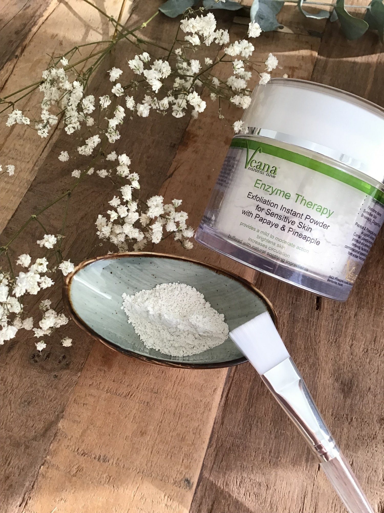 Veana Gesichtspeeling Veana Enzyme Peeling Pulver (100g) für ca. 50 Gesichts- Anwendungen mit Papaya und Ananas, hautklärend, porentiefe Hautreinigung, auch bei Akne