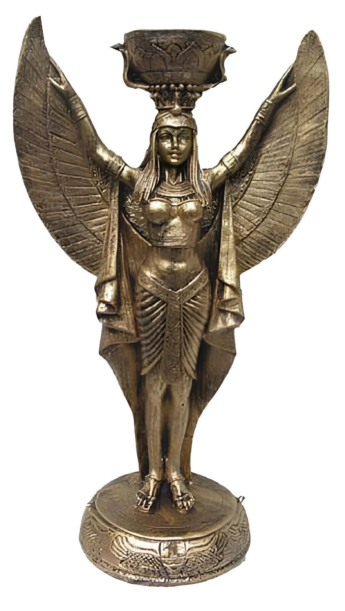 JVmoebel Skulptur Ägyptische Göttin Maat Leuchter aus Kunststein in Antikoptik (Skulptur E38-25cm), Made in Europa