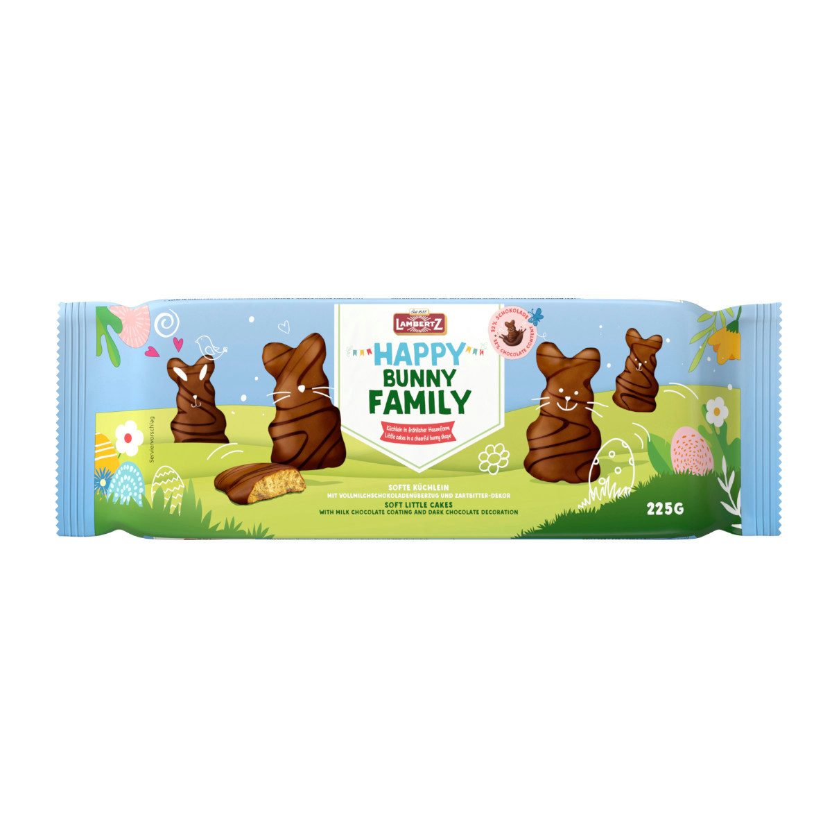 Lambertz Schokolade, Lambertz Happy Bunny Family mit Vollmilchschokolade Packung 225g