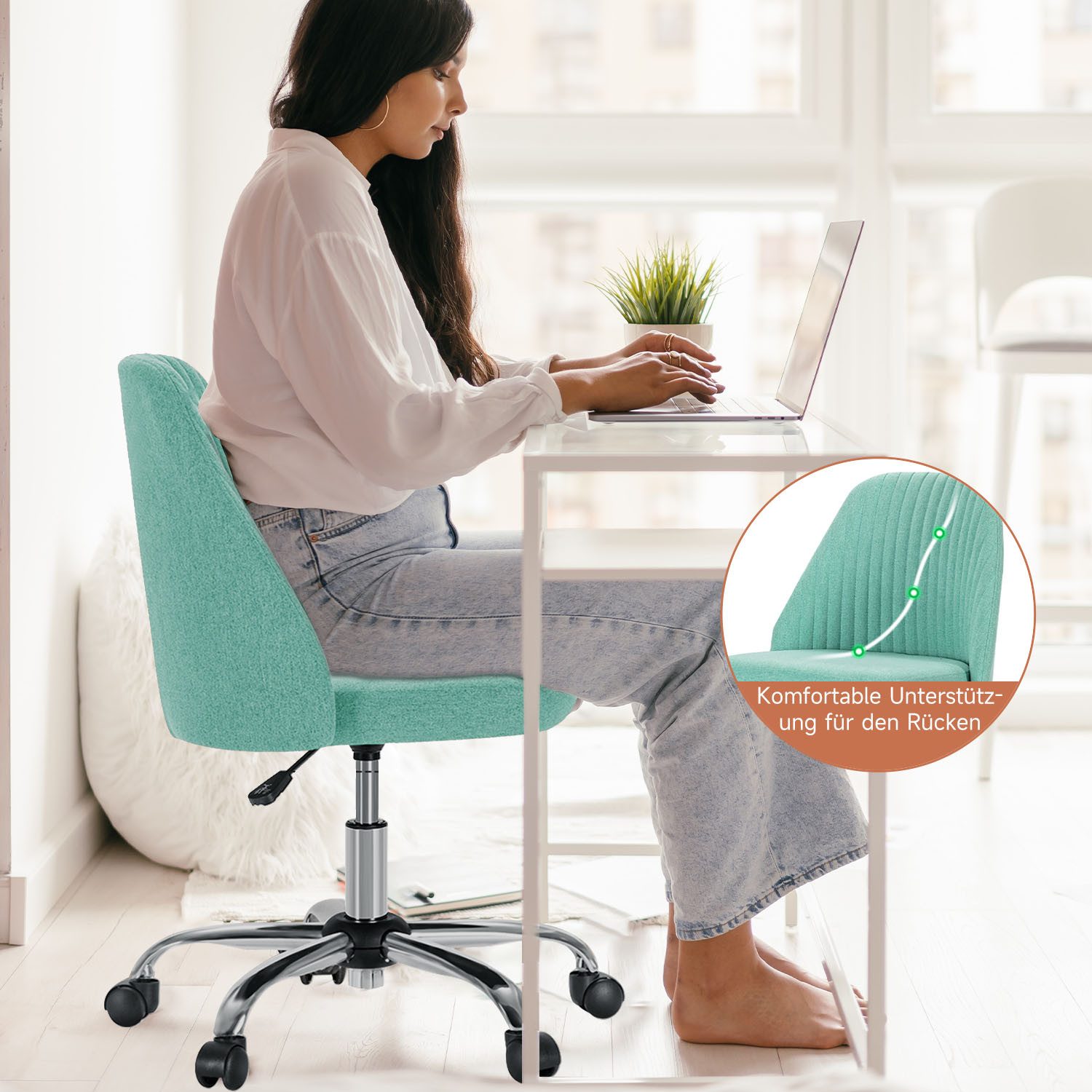 Refined Living Bürostuhl Schreibtischstuhl mit Rädern günstig online kaufen