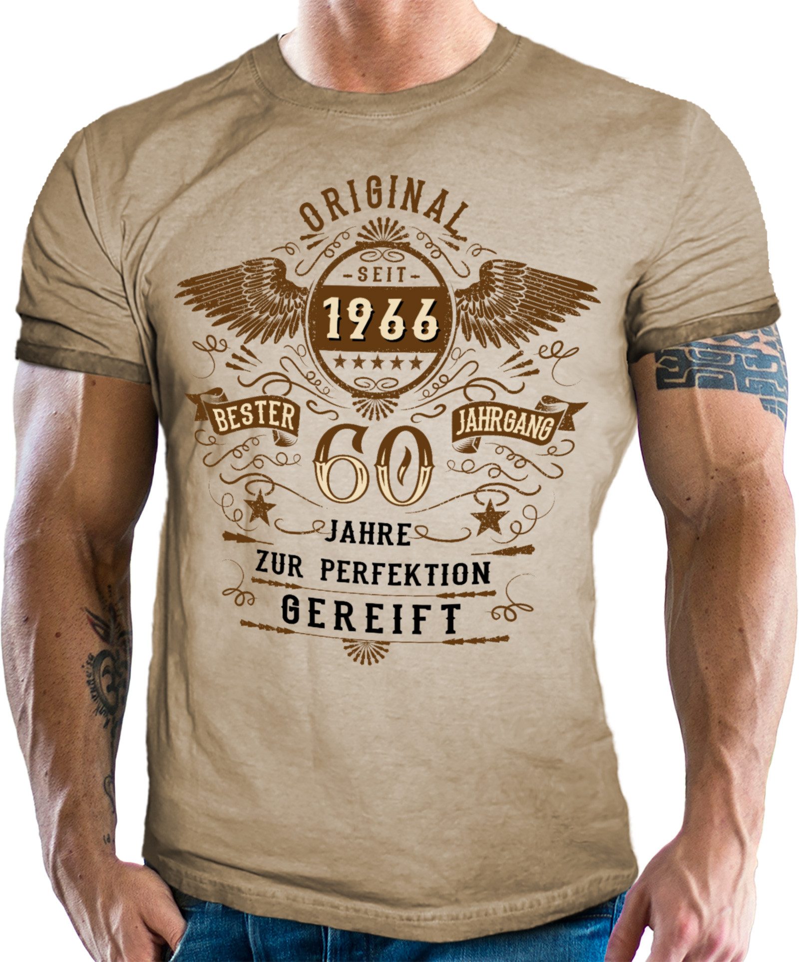 LOBO NEGRO® T-Shirt zum 60. Geburtstag - 60 Jahre zur Perfektion gereift Jahrgang 1966