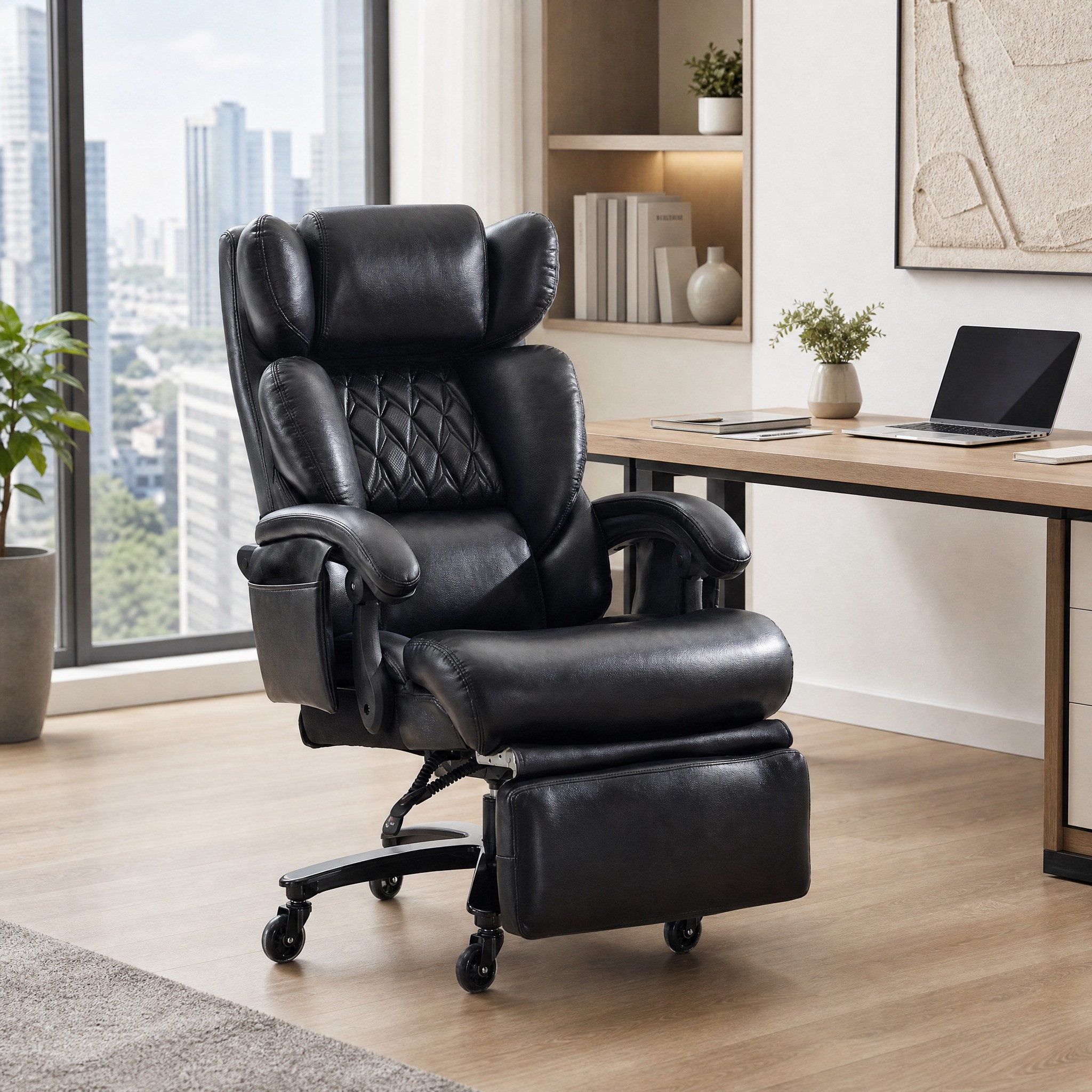MODFU Bürostuhl Bequemer Massagesessel (mit Fußstütze und pflegeleichtem Kunstlederbezug – ideal, 1 St)