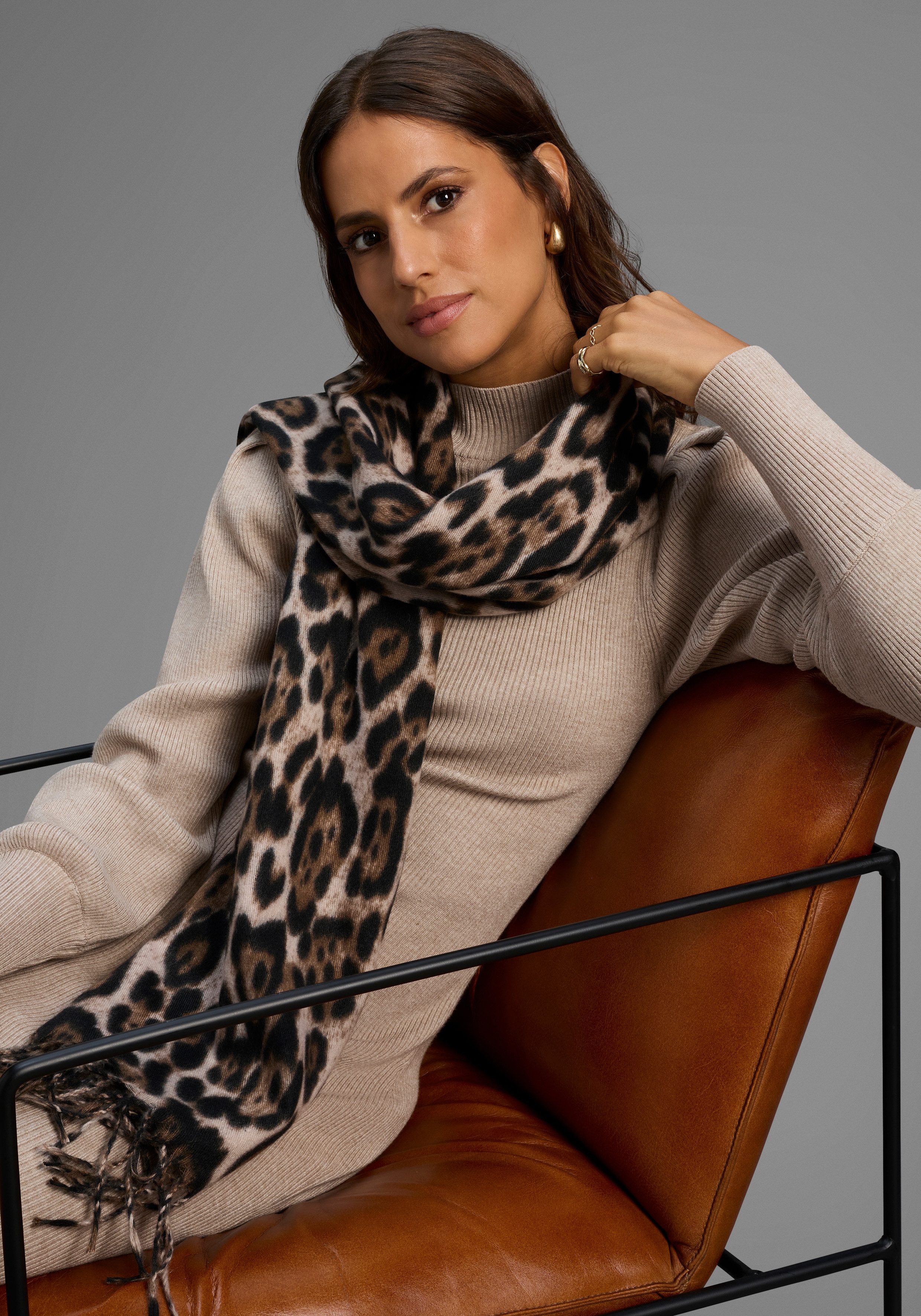 Laura Scott Modeschal, im trendigen Leopard-Design mit Fransen - NEW günstig online kaufen