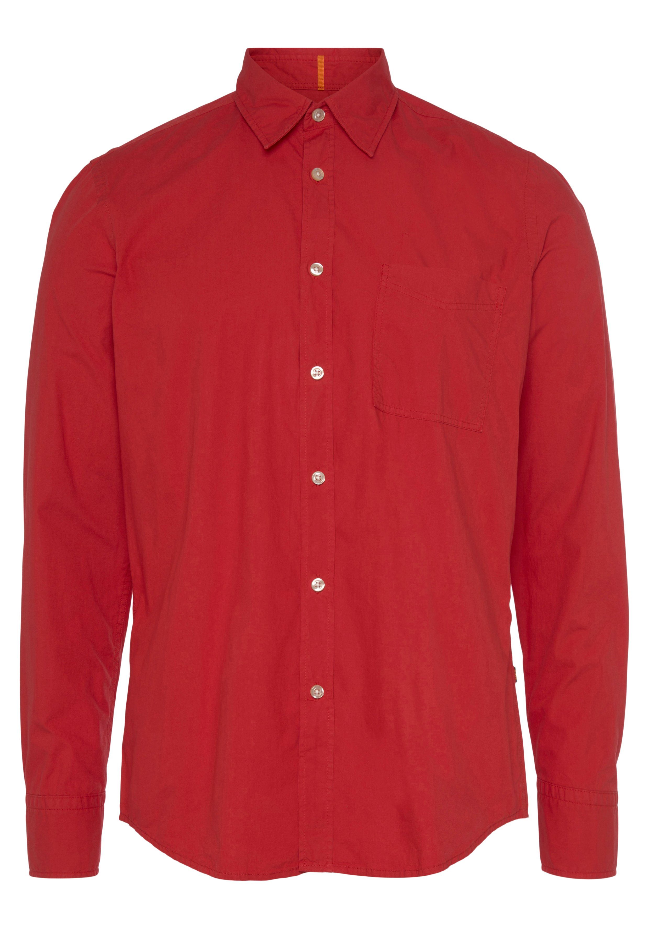 BOSS ORANGE Langarmhemd Relegant_6 mit praktischer Brusttasche bright_red