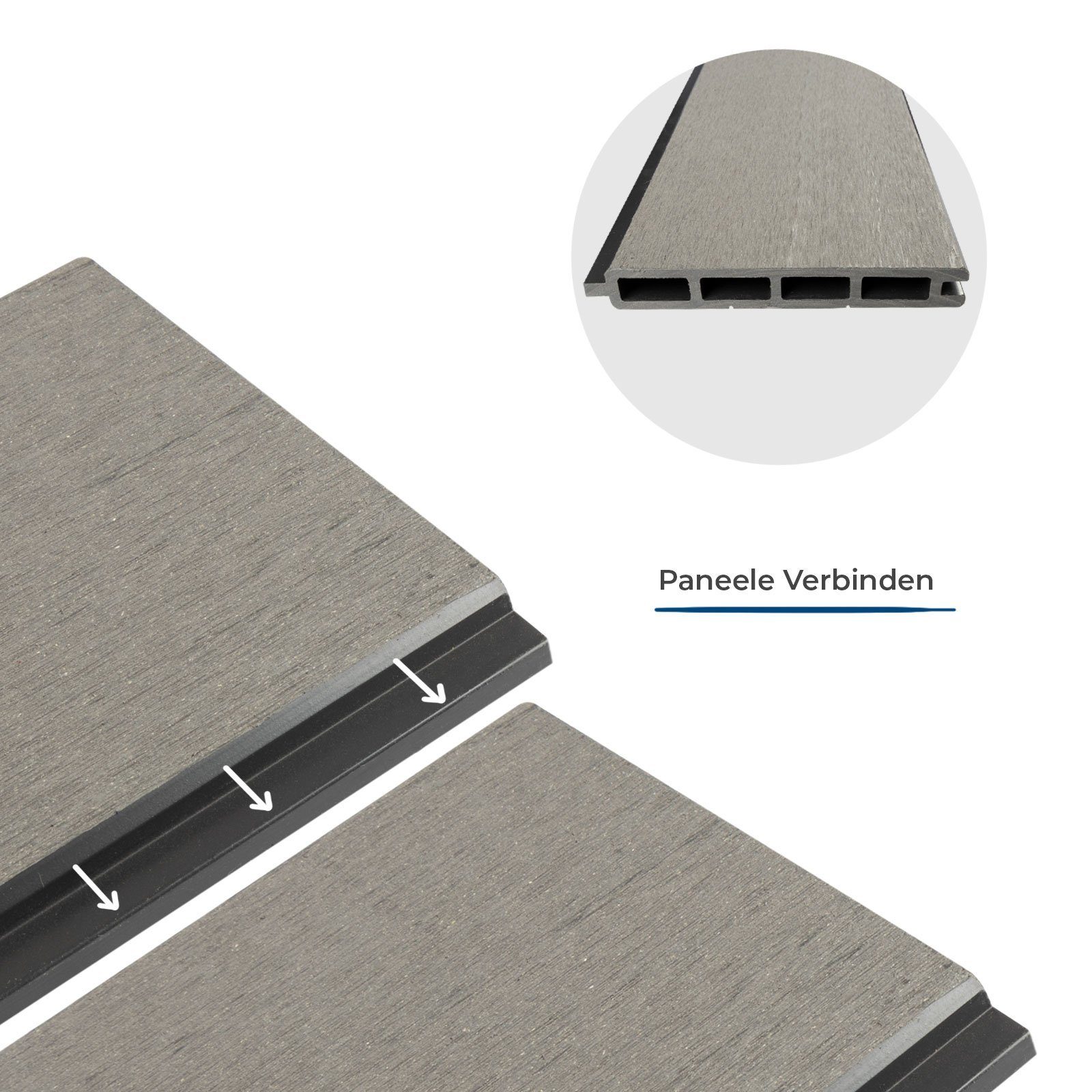 Karat Zaun Gartenzaun, 2 Arten, 180 x 180 cm, Sichtschutzzaun, WPC-Zaun, inklusive Montagematerial