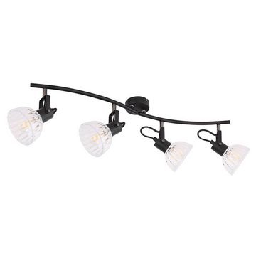 etc-shop LED Deckenspot, Leuchtmittel nicht inklusive, Deckenstrahler Spotleiste schwarz Deckenleuchte 4 flammig