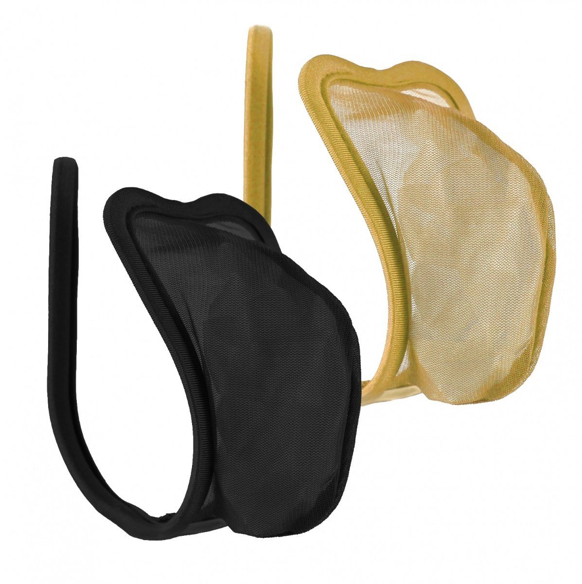 Stringtanga 2er Set C-String Schwarz Beige Transparent Tanga Unterwäsche S/M/L