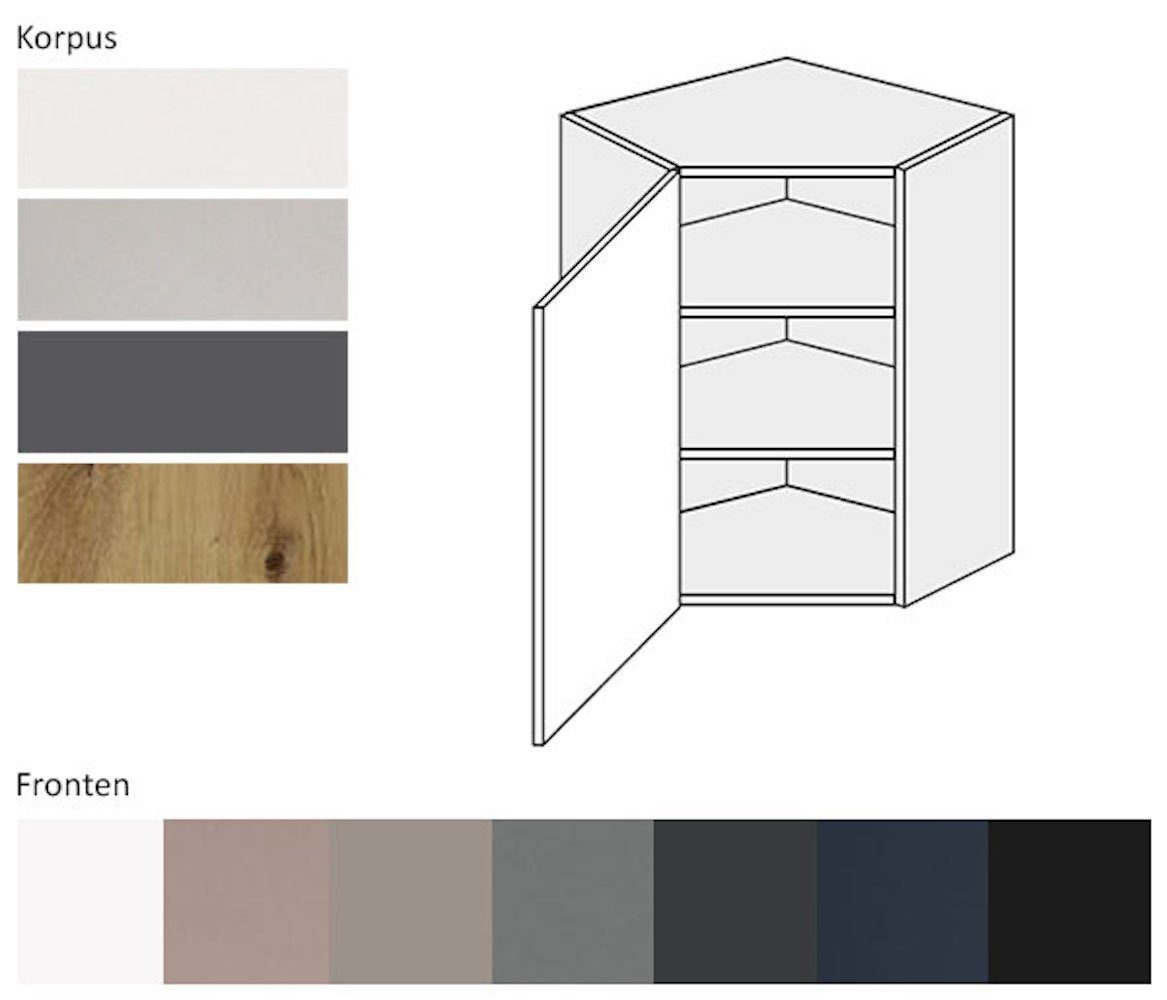 60x60cm wählbar und Front- Bonn Feldmann-Wohnen (Bonn, matt graphit 1-türig Eckhängeschrank) Korpusfarbe Eckhängeschrank