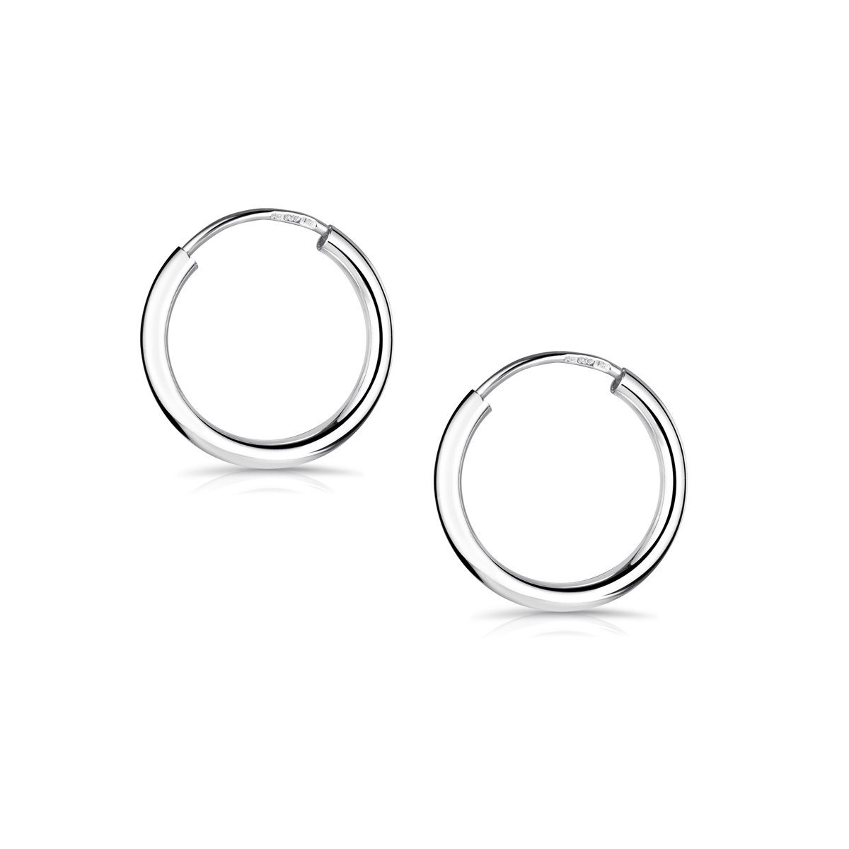Materia Paar Серьги-кольца Unisex Silber Серьги-кольца Basic klein Ø13mm SO-368, 925 Sterling Silber, rhodiniert