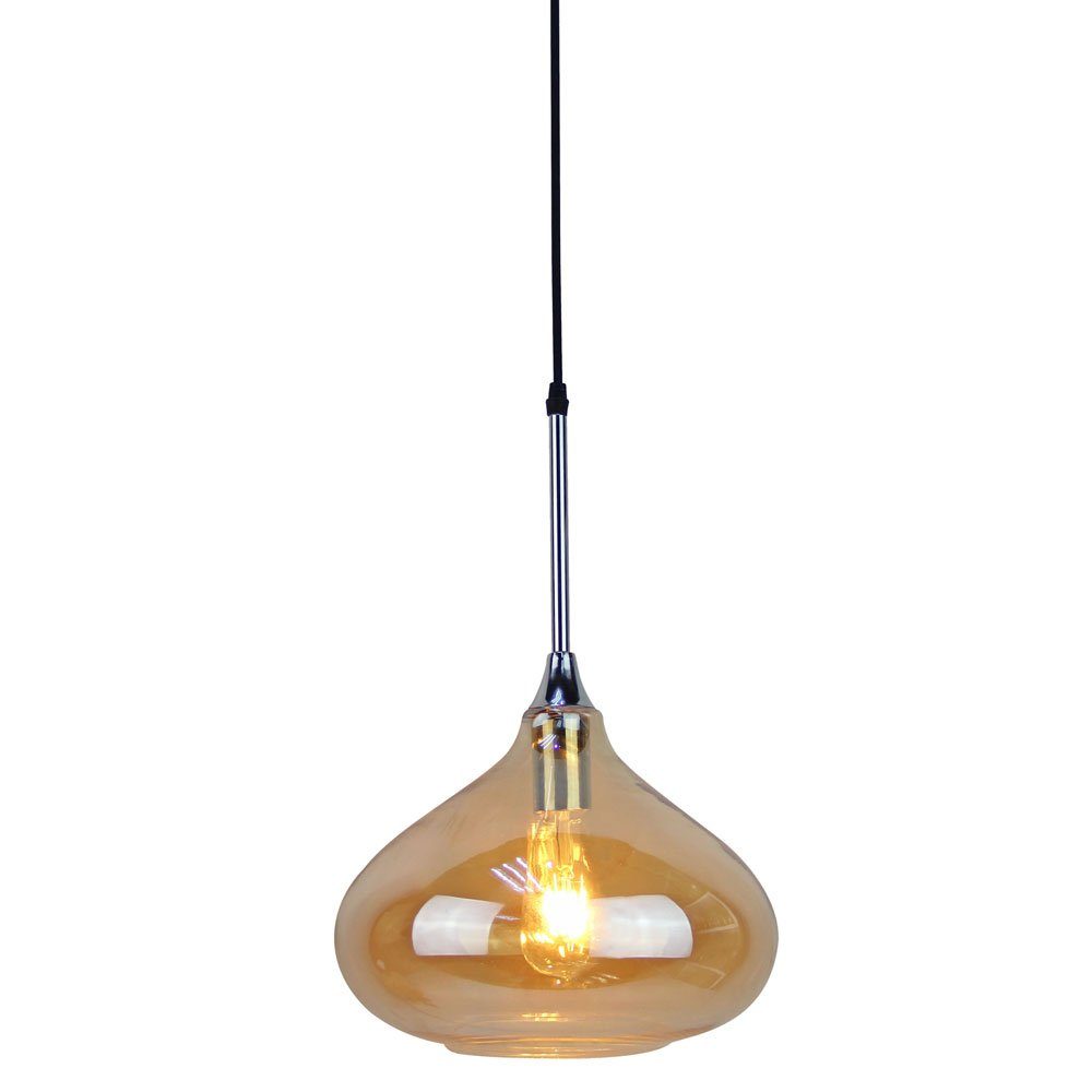 V-TAC Pendelleuchte, Leuchtmittel nicht inklusive, Pendellampe Hängelampe Esstischlampe Retro Glas Wohnzimmerlampe amber