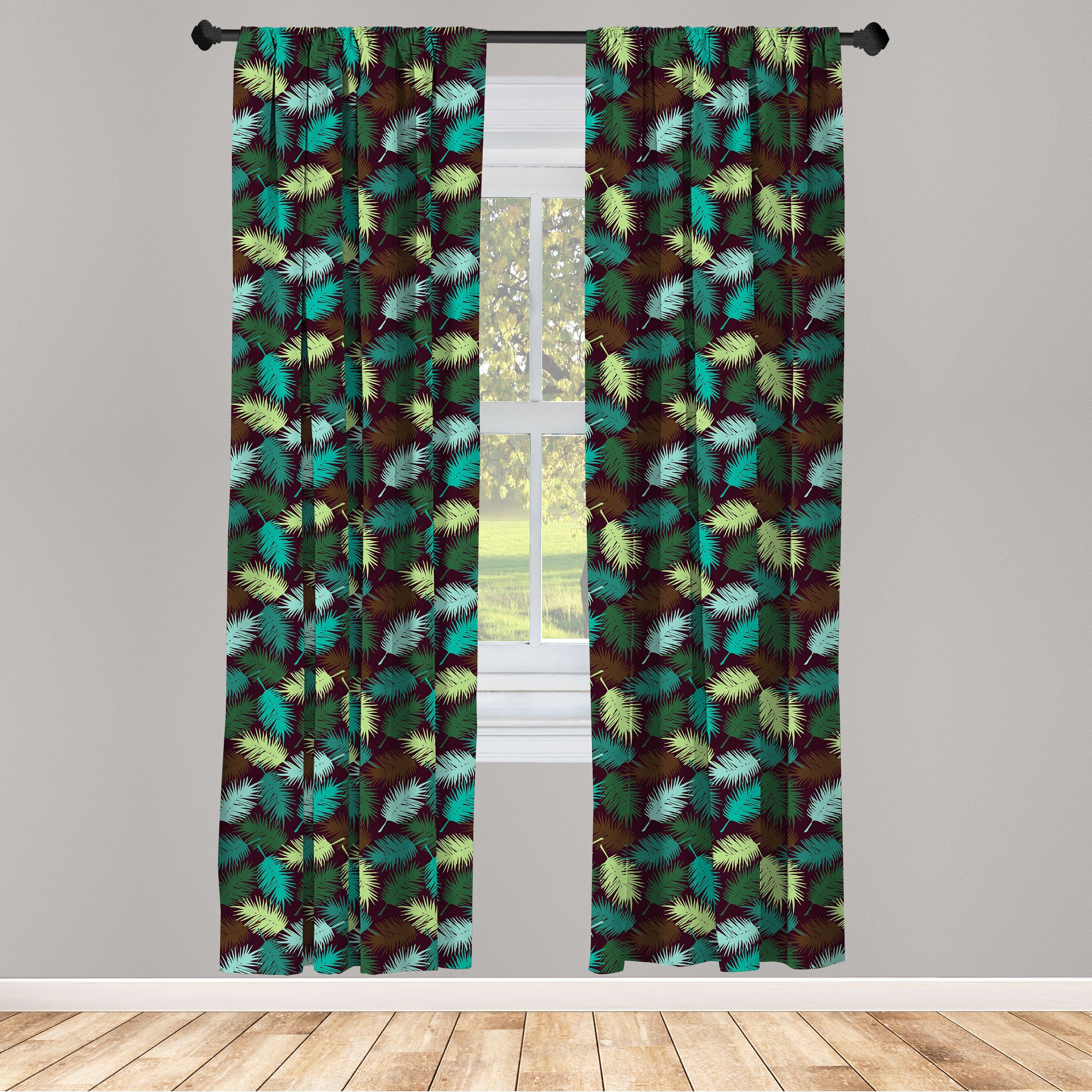 Gardine Vorhang für Wohnzimmer Schlafzimmer Dekor, Abakuhaus, Microfaser, Tropisch Exotische Torbay Palmblätter