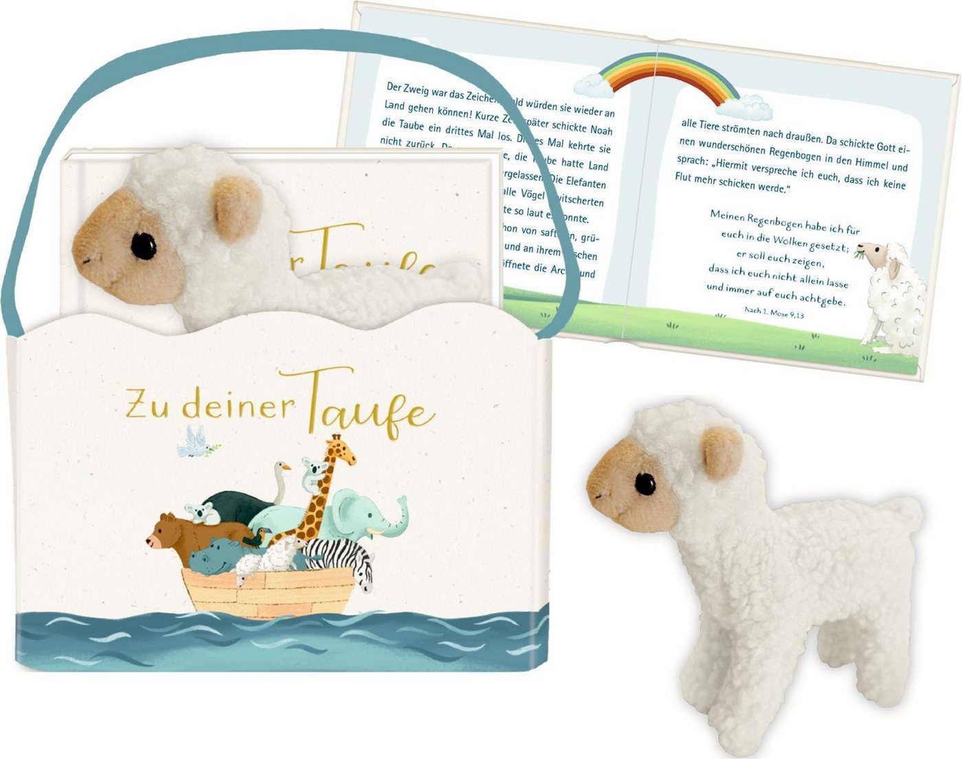 Coppenrath Teller-Set Geschenkset Buch u. Lamm - Zu deiner Taufe (Arche Noah)