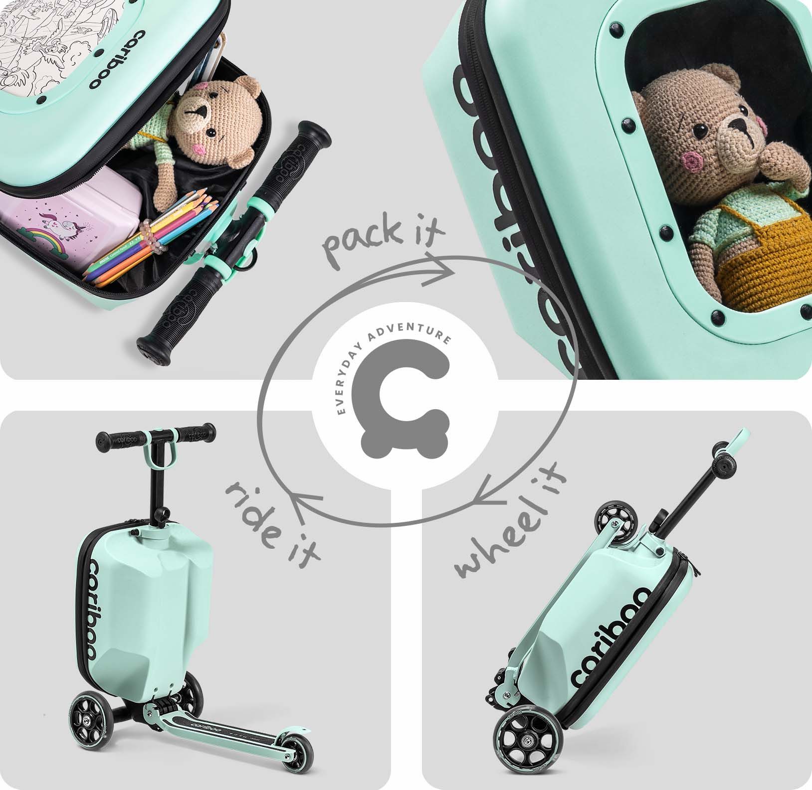 Cariboo Tretroller Kinderroller Koffer 2in1 CARIBOO ITRAVEL Handgepäck bis 50kg – Bild 3 von 5