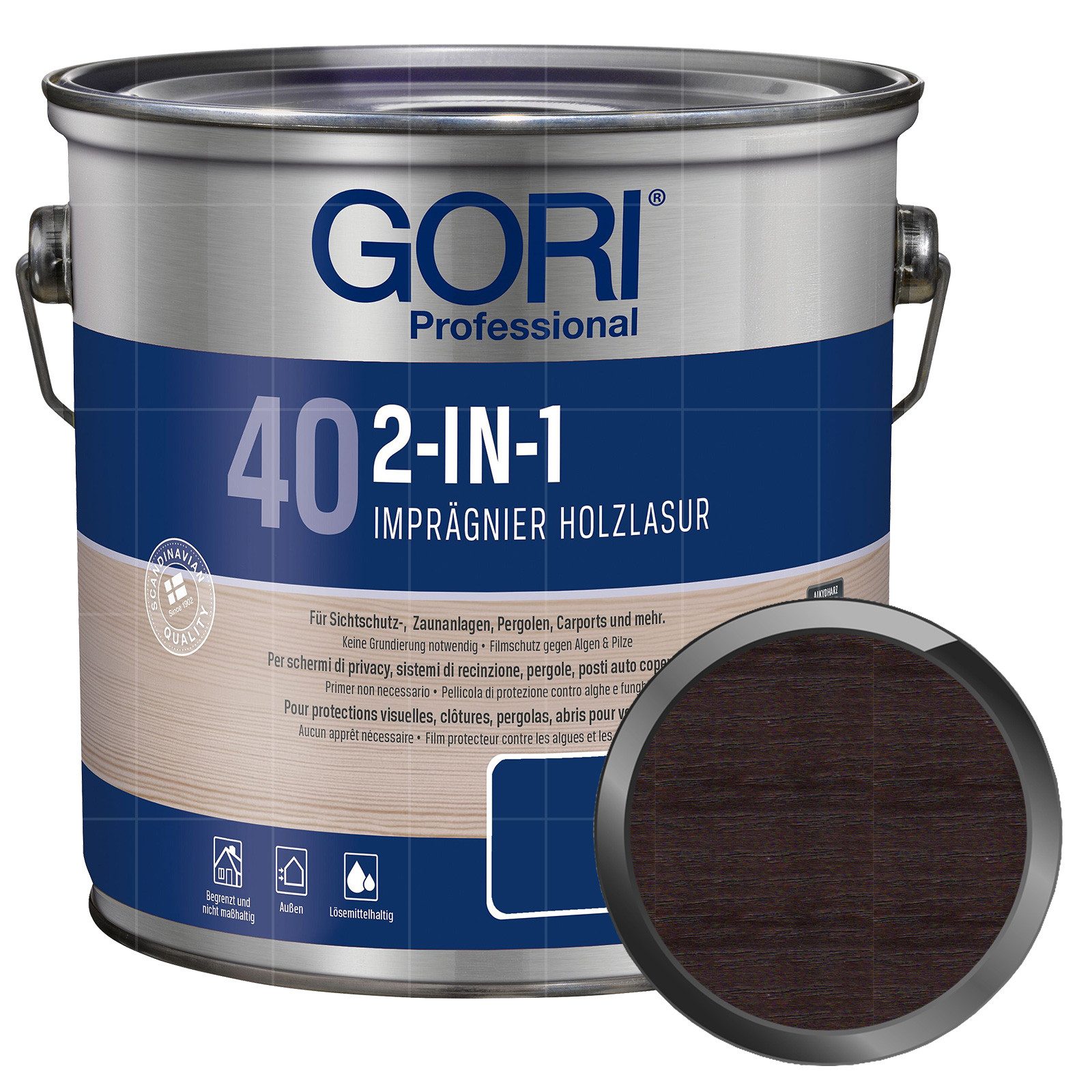 GORI Holzschutzlasur 40 2in1 Imprägnier Holzlasur - 5 Ltr