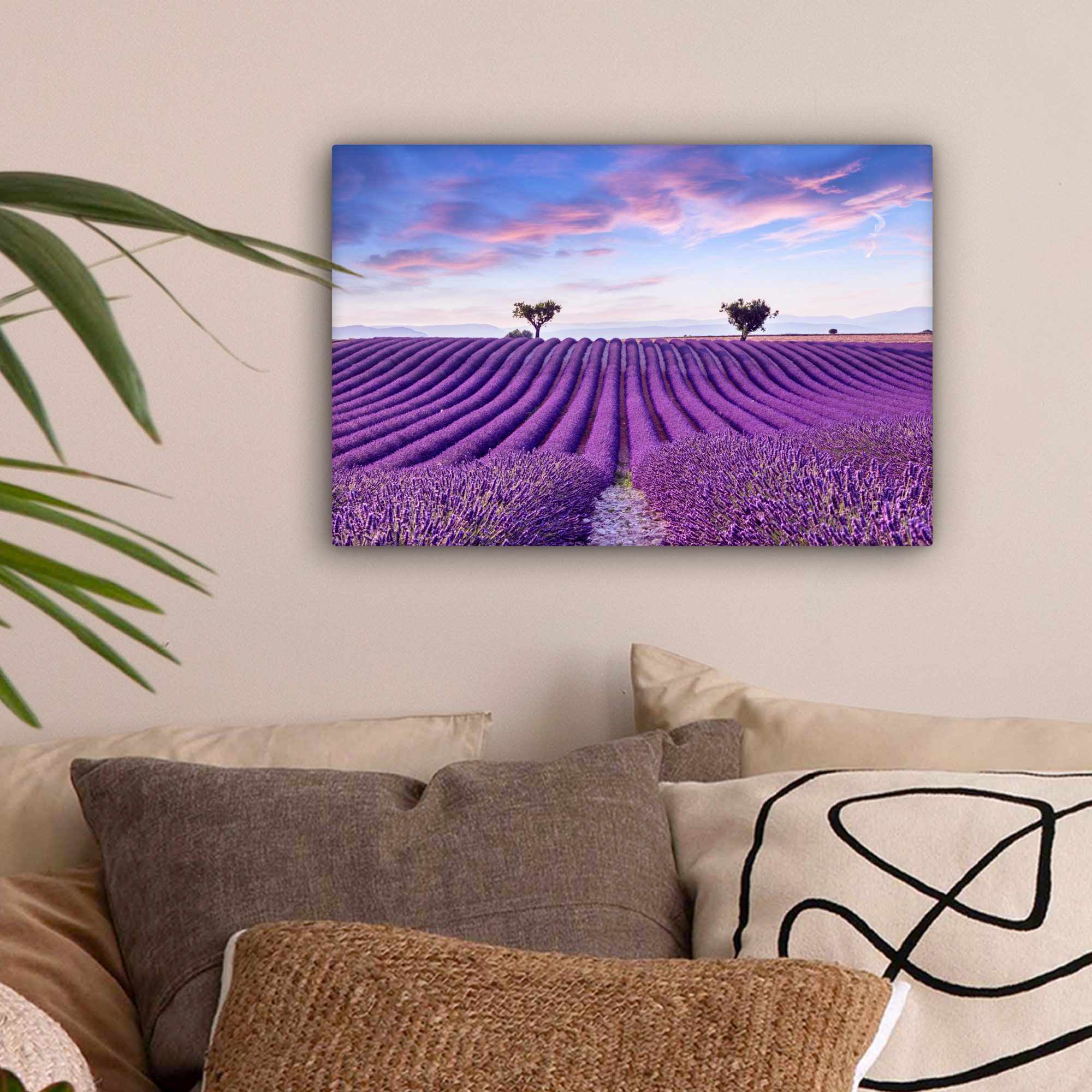 OneMillionCanvasses® Leinwandbild Lavendel - Natur - Lila - Bäume - Blumen, günstig online kaufen