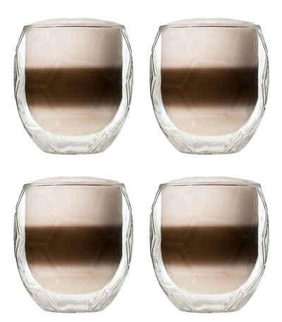 Feelino Gläser-Set 4x Latte Macchiato Glas Kaffeeglas Fußball 350ml Thermoglas, Glas