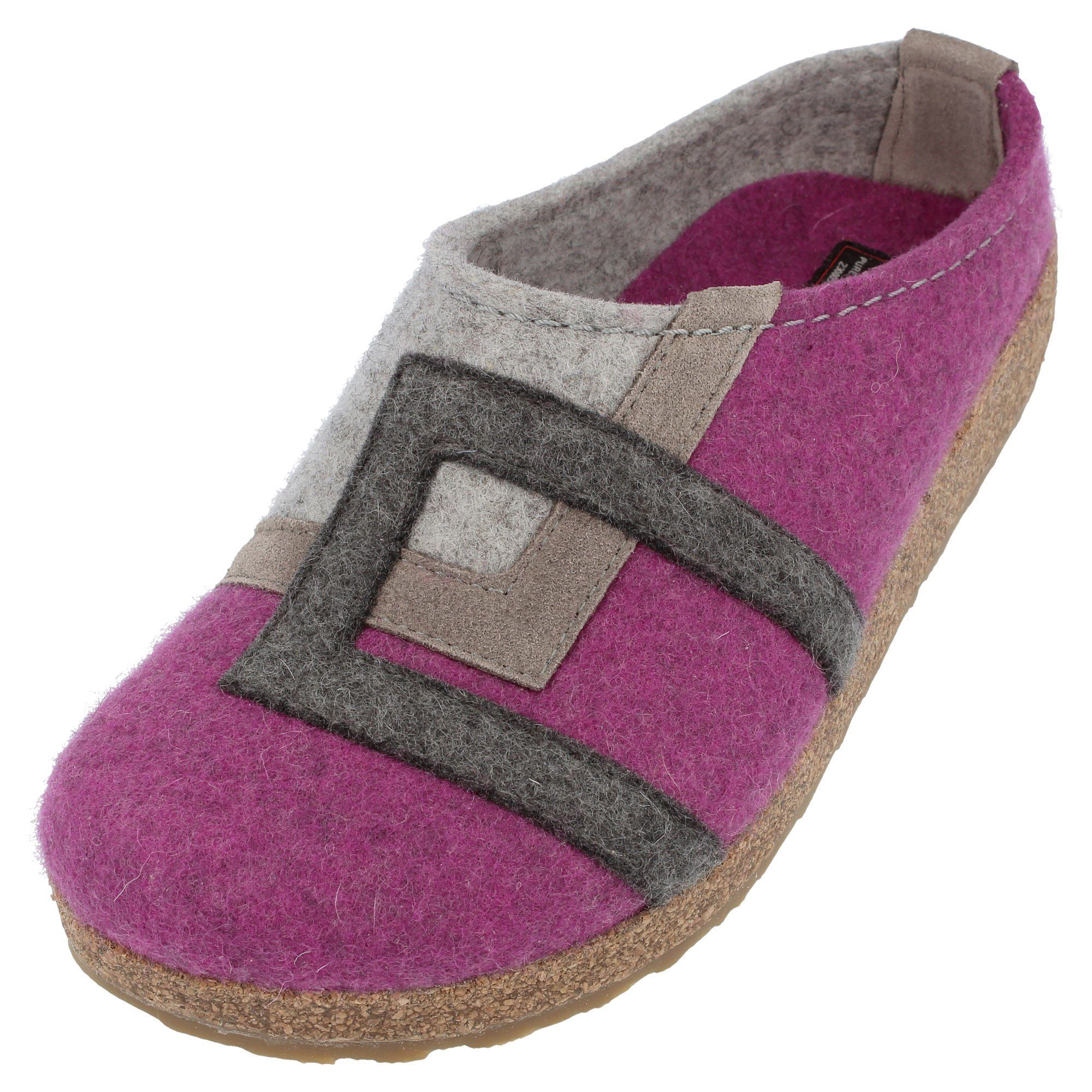 Haflinger LU Filzclog aus reinem Wollfilz mit moderna Applikation Unisex Hausschuh