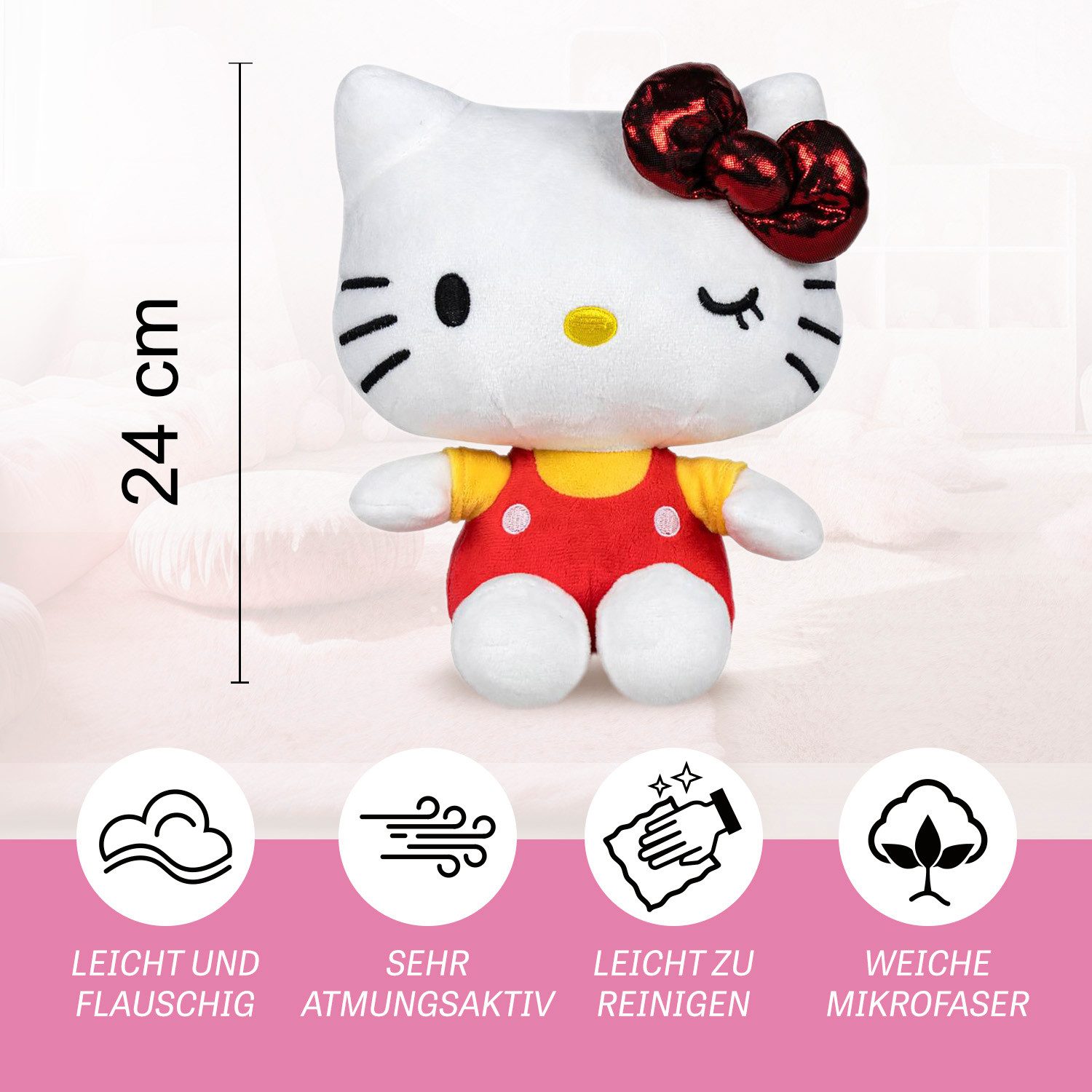 Play by Play Plüschfigur Hello Kitty 50th Anniversary Rot 24cm Plüschtier Kuscheltier