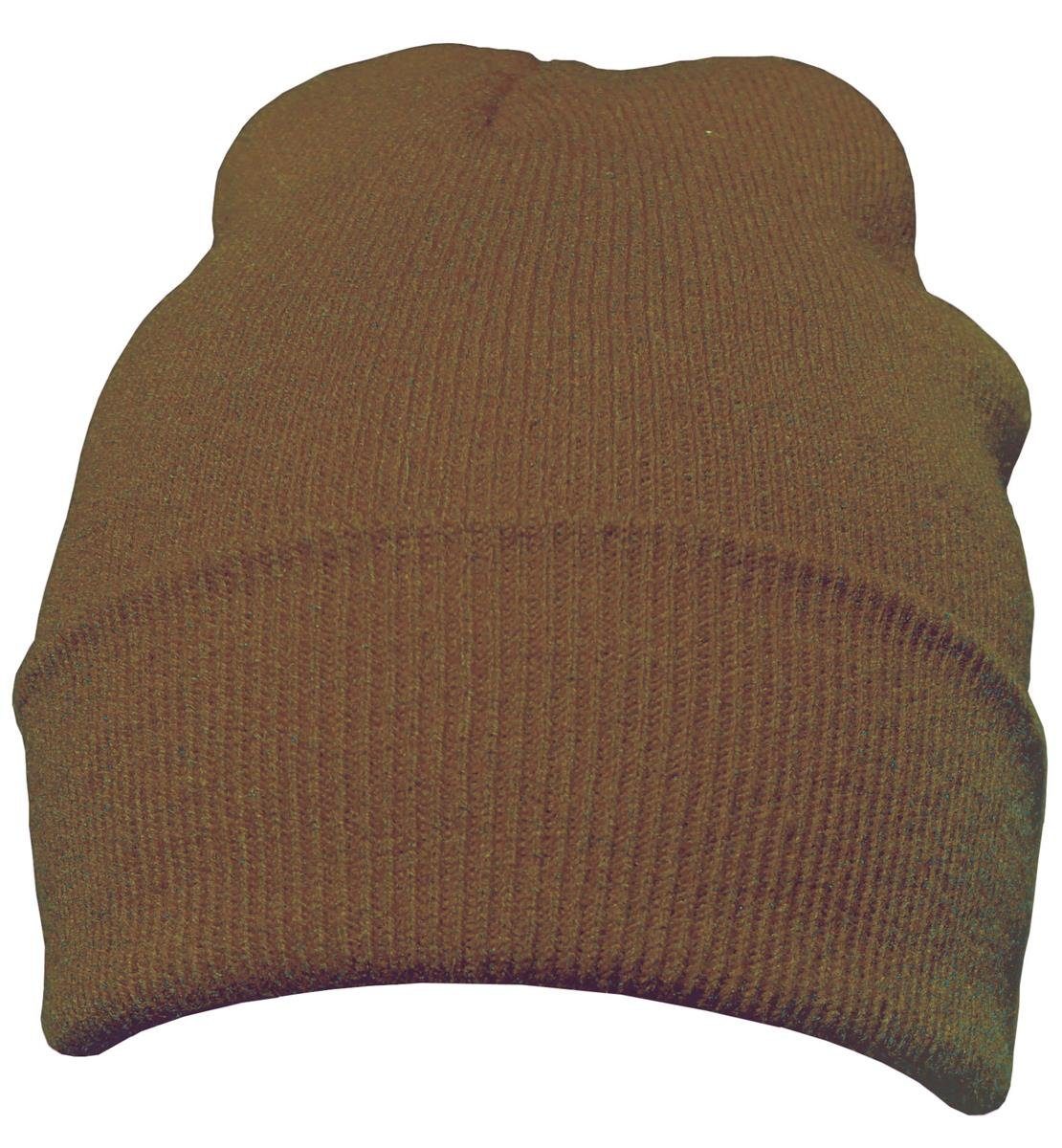 DonDon Beanie Mütze Beanie (Packung, Wintermütze, Design, Krempe khaki mit 1-St) klassisches