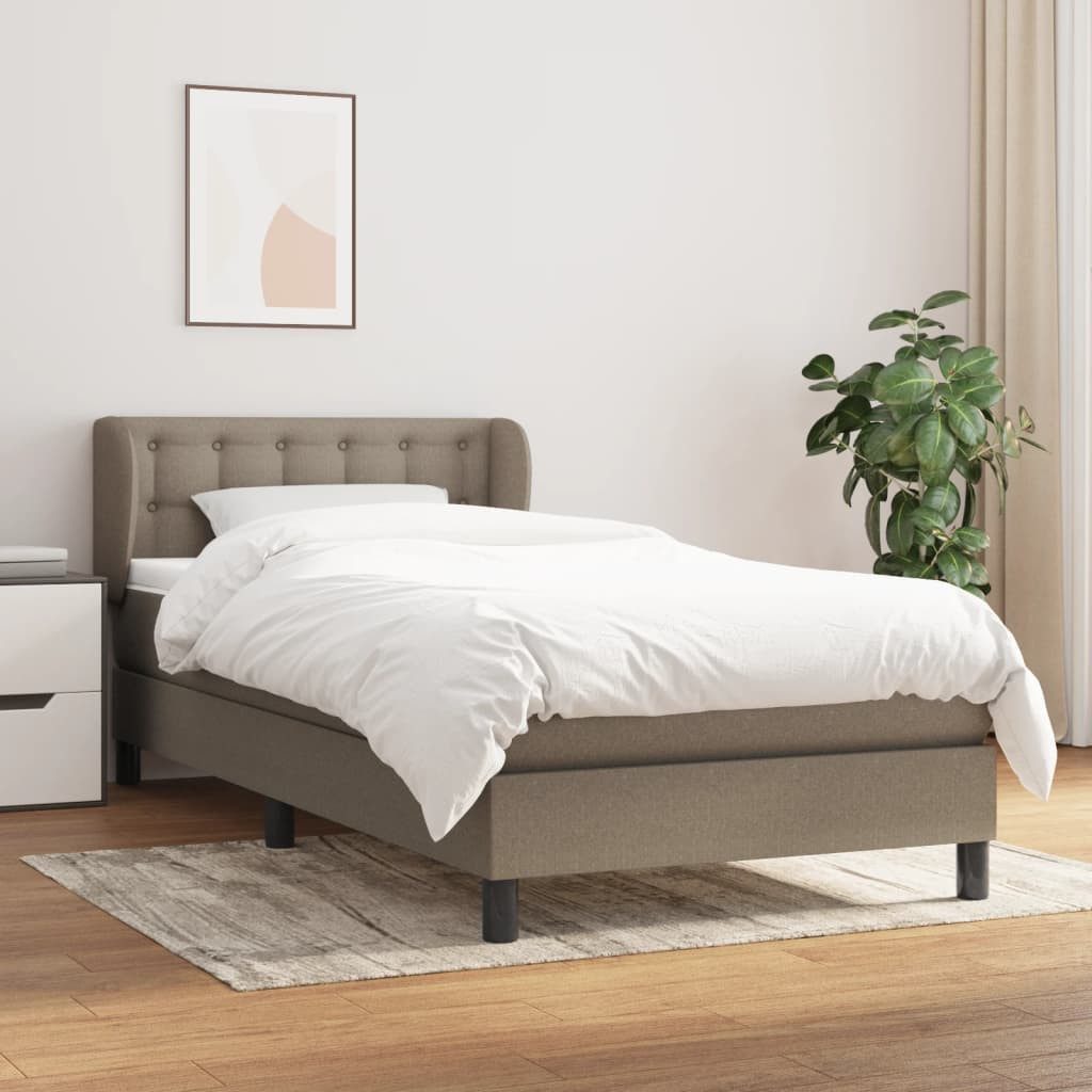 vidaXL Boxspringbett, Boxbett mit Matratze Taupe 90x200 cm Stoff