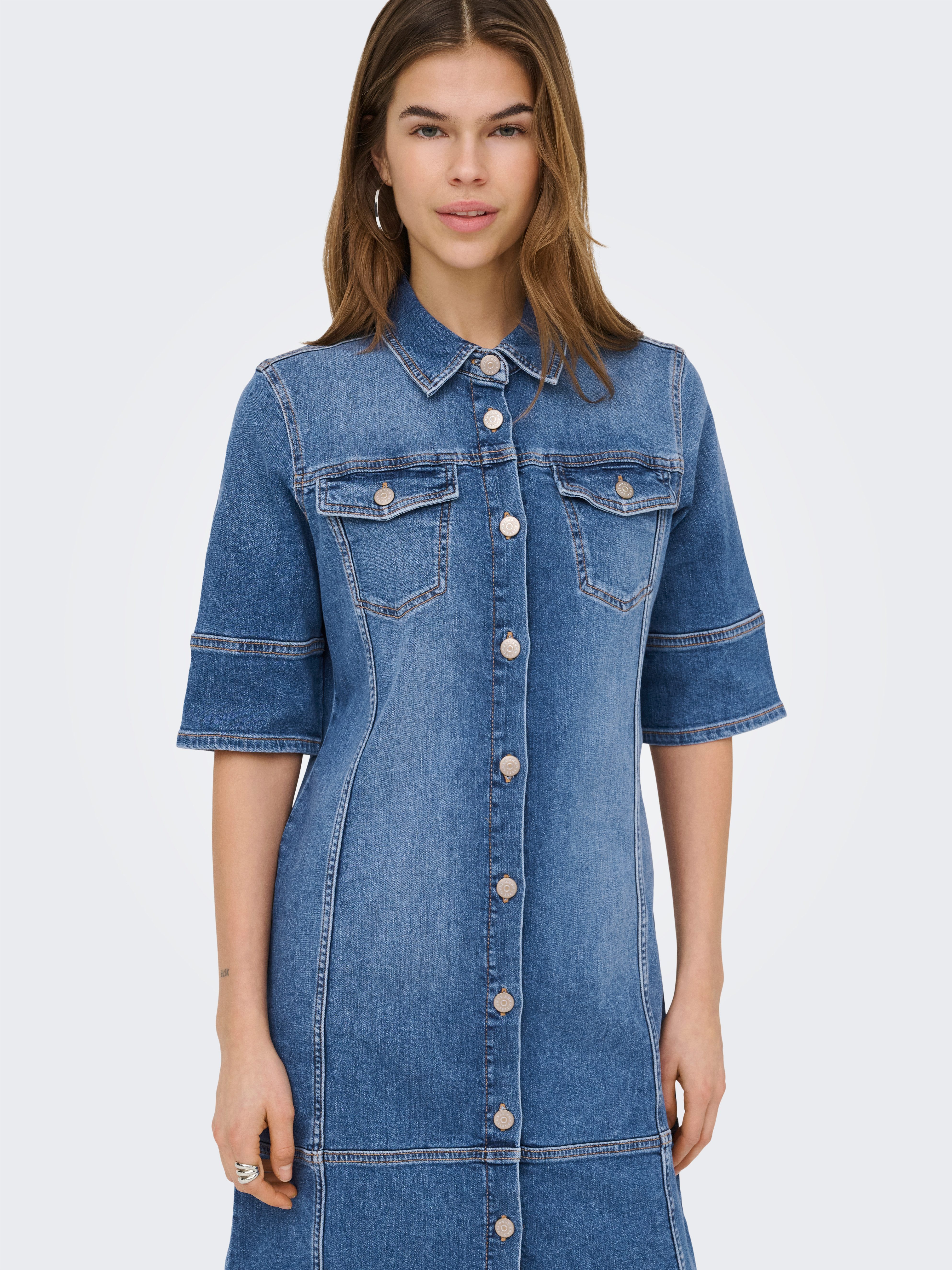 ONLY Jeanskleid ONLKATERINA 2/4 SHORT DNM DRESS AKM in A-Linien Form