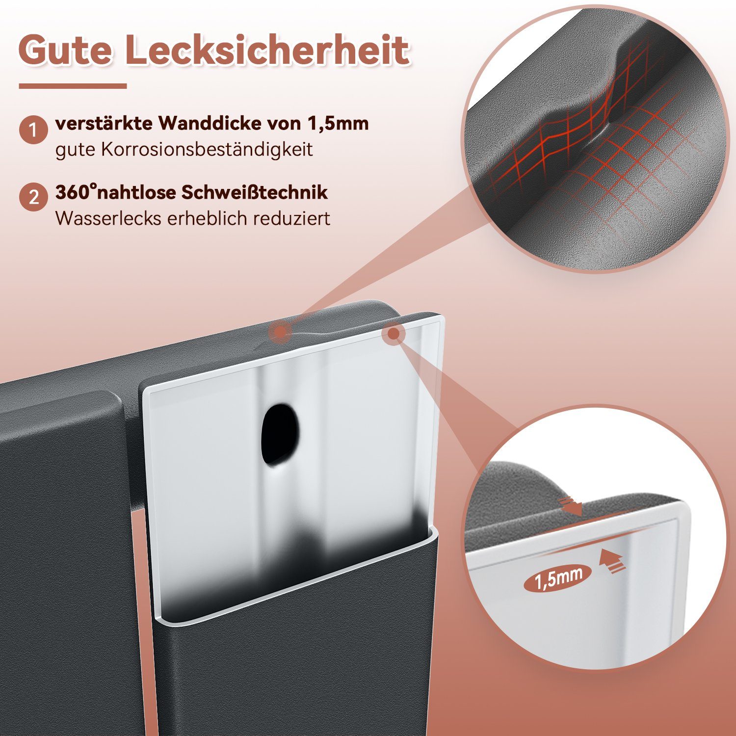 SONNI Designheizkörper Design Heizkörper Flach Anthrazit mit Multiblock Doppellagig/Einlagig, Paneelheizkörper Vertikal/Horizontal, Doppellagig/Einlagig, Anthrazit