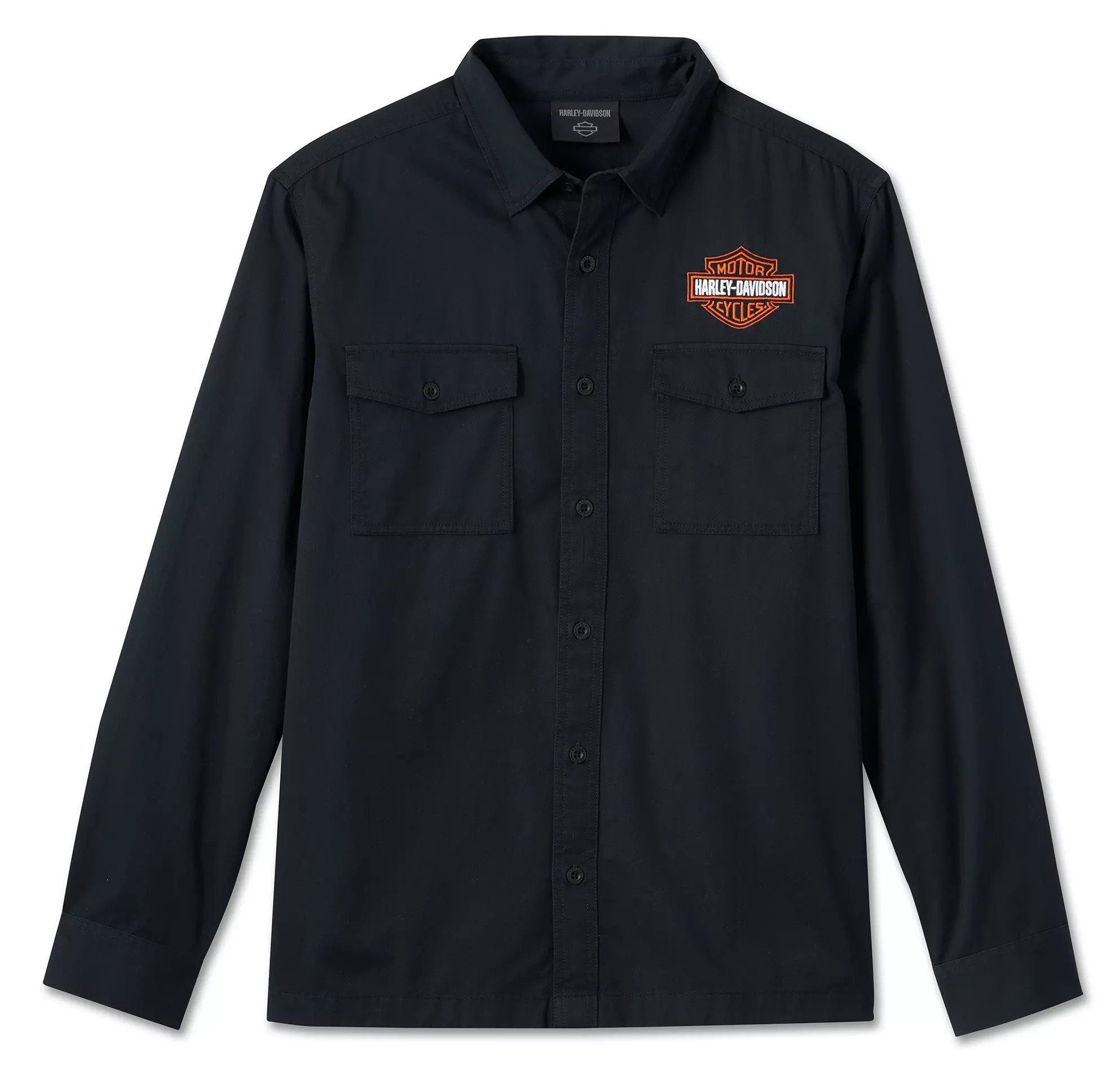 HARLEY-DAVIDSON Langarmhemd Harley-Davidson Hemd Bar & Shield schwarz