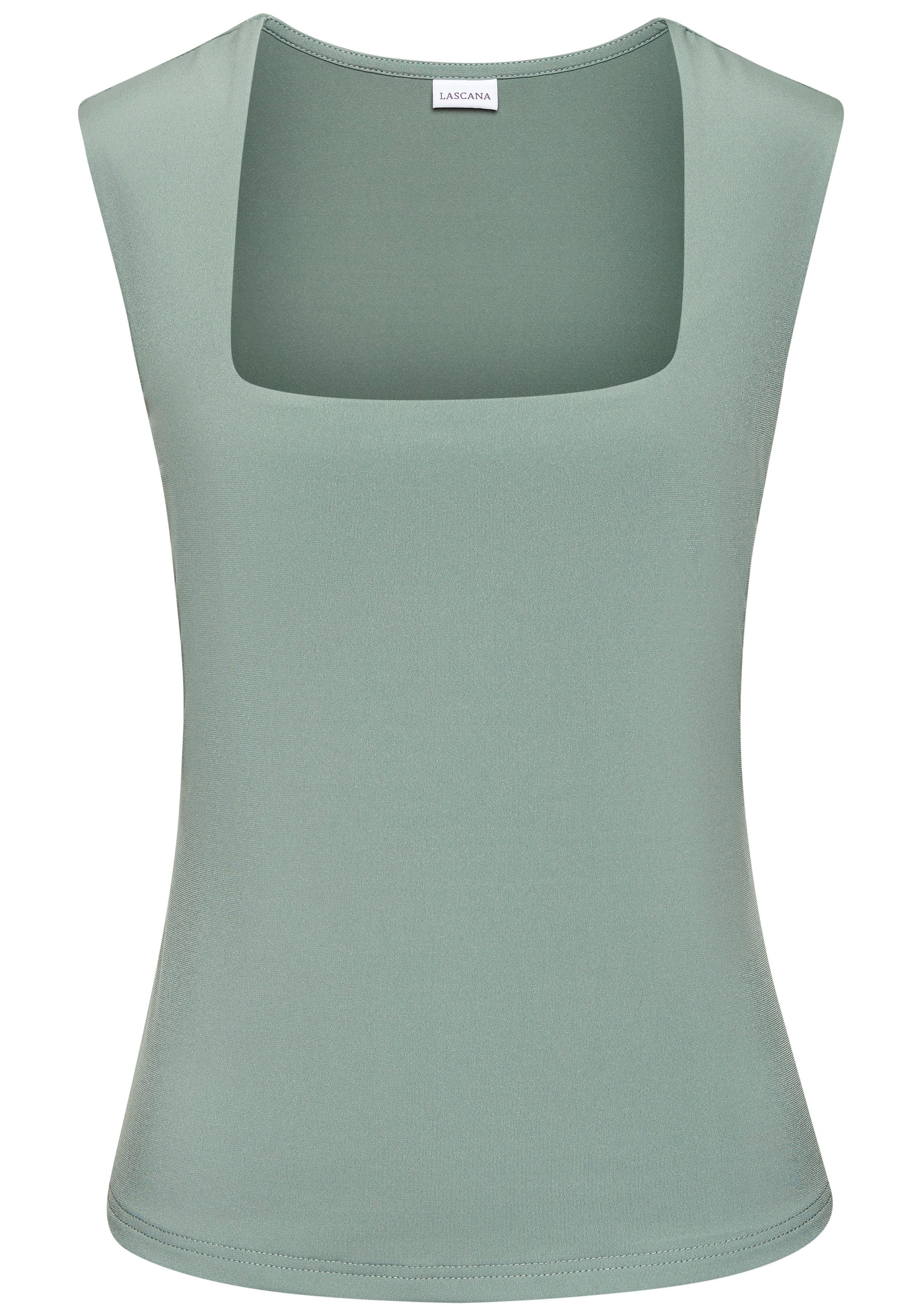 LASCANA Tanktop aus glatter Jerseyqualität, bügelfrei elegantes Basic-Top, breite Träger, Jerseytop mit Karree-Ausschnitt – Bild 2 von 5