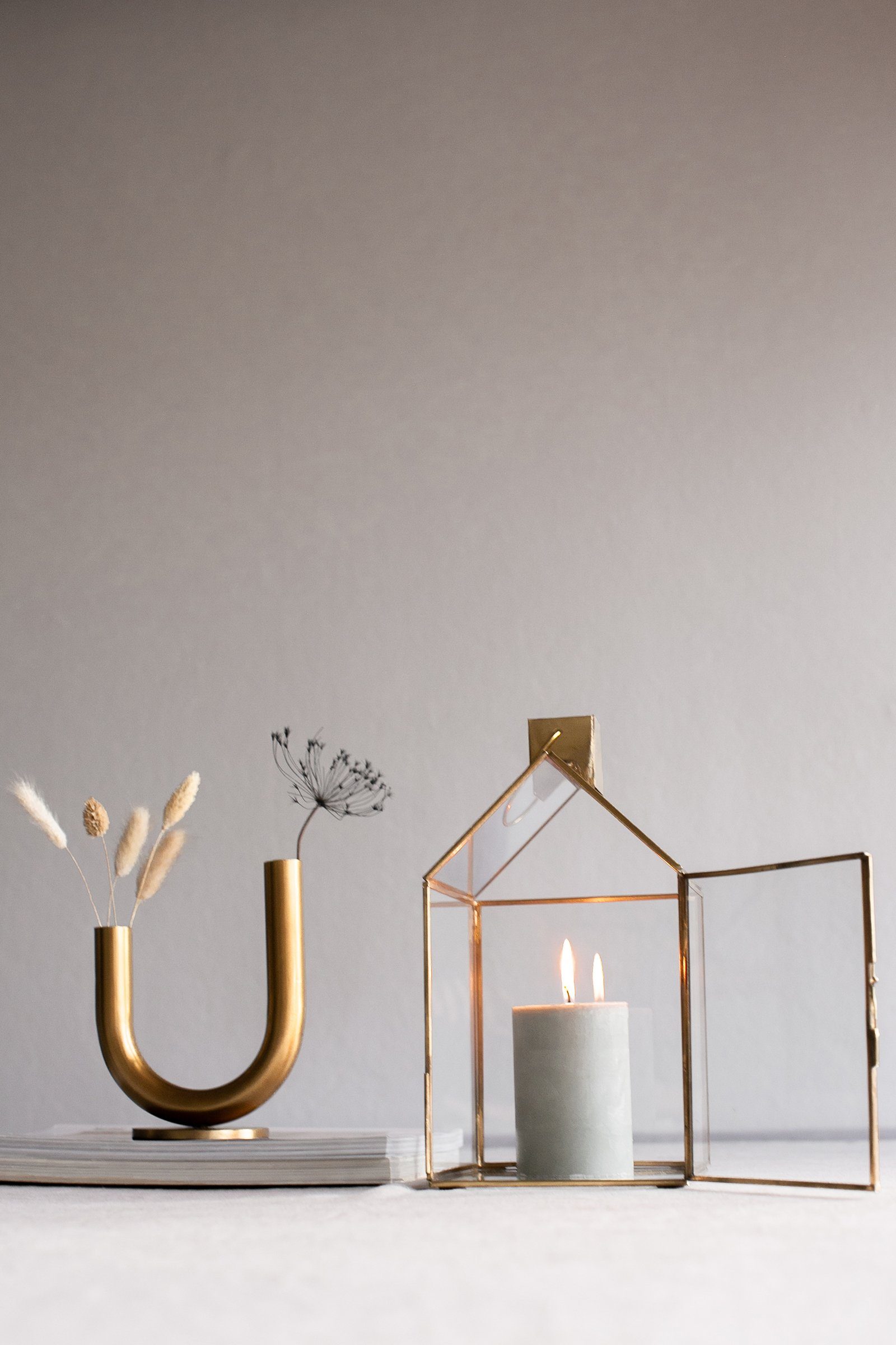 Living Hauses, in Form mit 28 x 15 cm Eisen LaLe aus Kerzenlaterne in Gold, einen Henkel Khira Windlicht