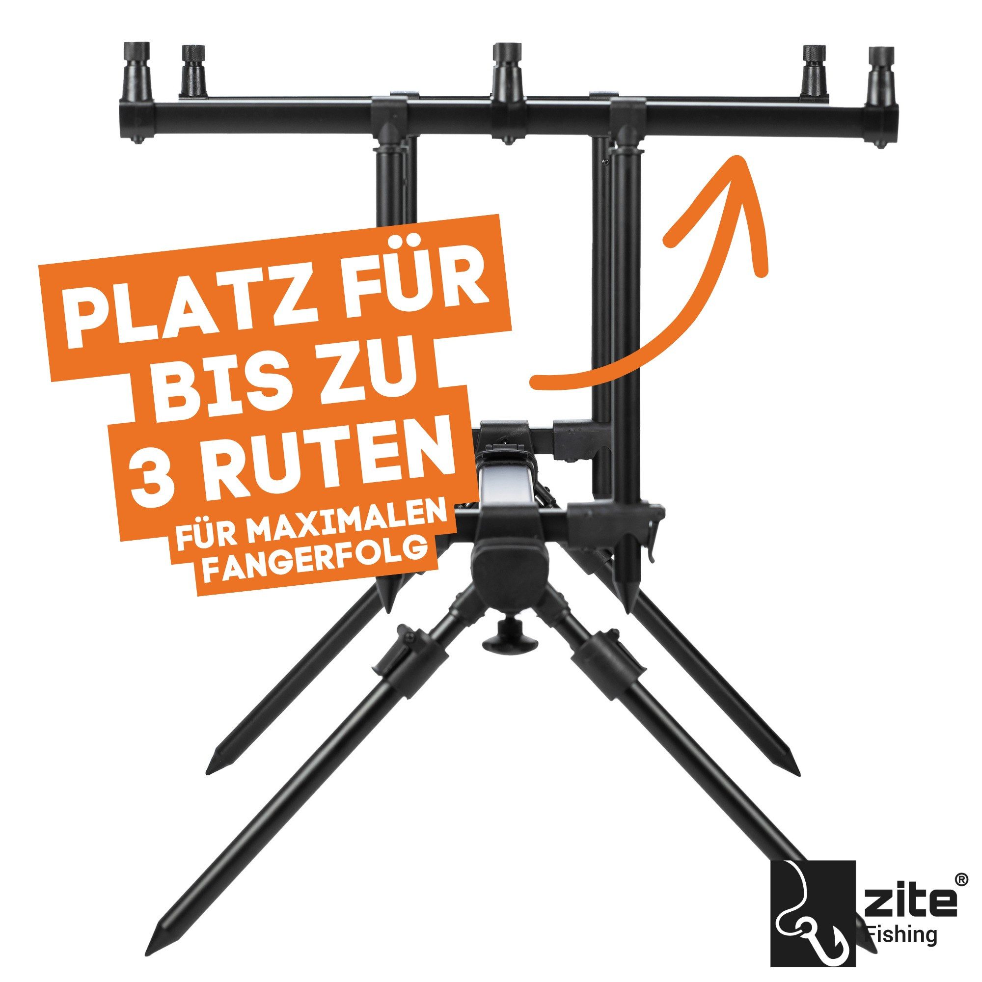 Zite Rutenhalter Aluminium Rutenständer 3 Ruten mit Tasche zum Karpfenangeln Rod Pod