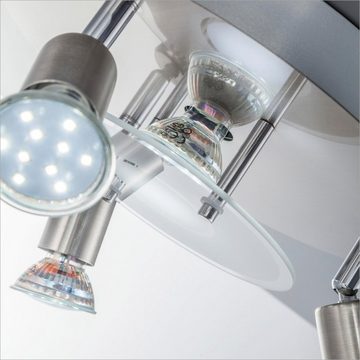 B.K.Licht Deckenspots BK_DL1077 LED Deckenleuchte, Schwenkbar, mit GU10-Fassung, IP20, Leuchtmittel wechselbar, Warmweiß, 3W, 3.000K Warmweiß, 250 Lm, Deckenlampe, 25x9cm (DxH)