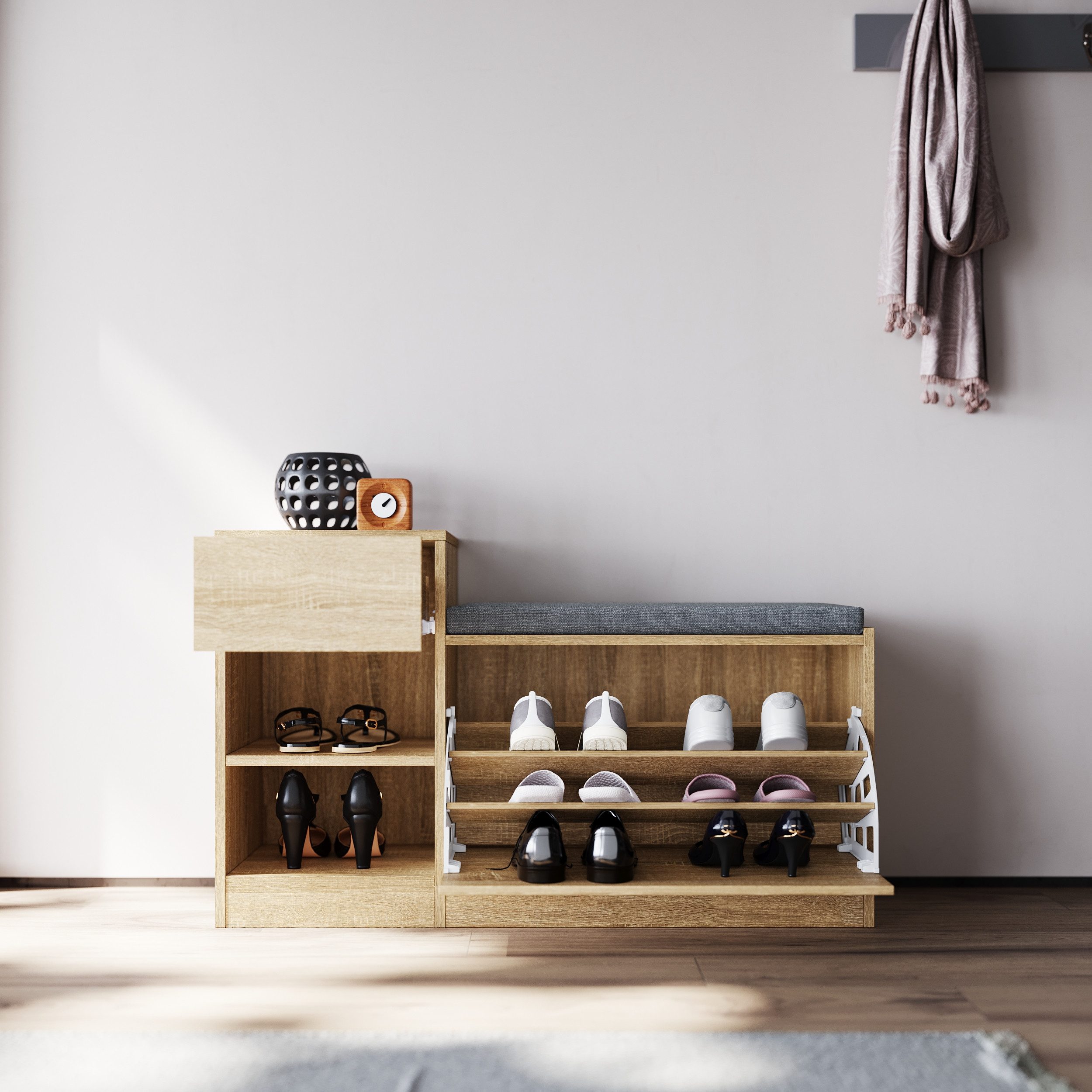SONNI Schuhschrank Holzschuhschrank, staubdicht und faltbar