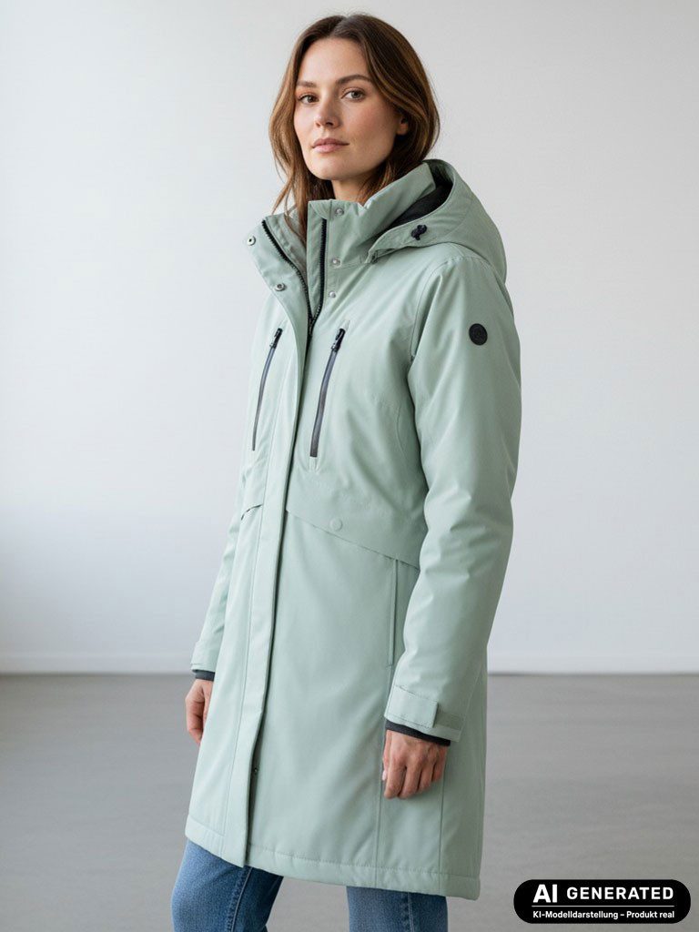 Blue Wave Funktionsmantel Damen Mantel Marie - Outdoor-Mantel Funktionsjacke Allwetterjacke 10000 mm Wassersäule, Verschweißte Nähte, Winddicht, Atmungsaktiv