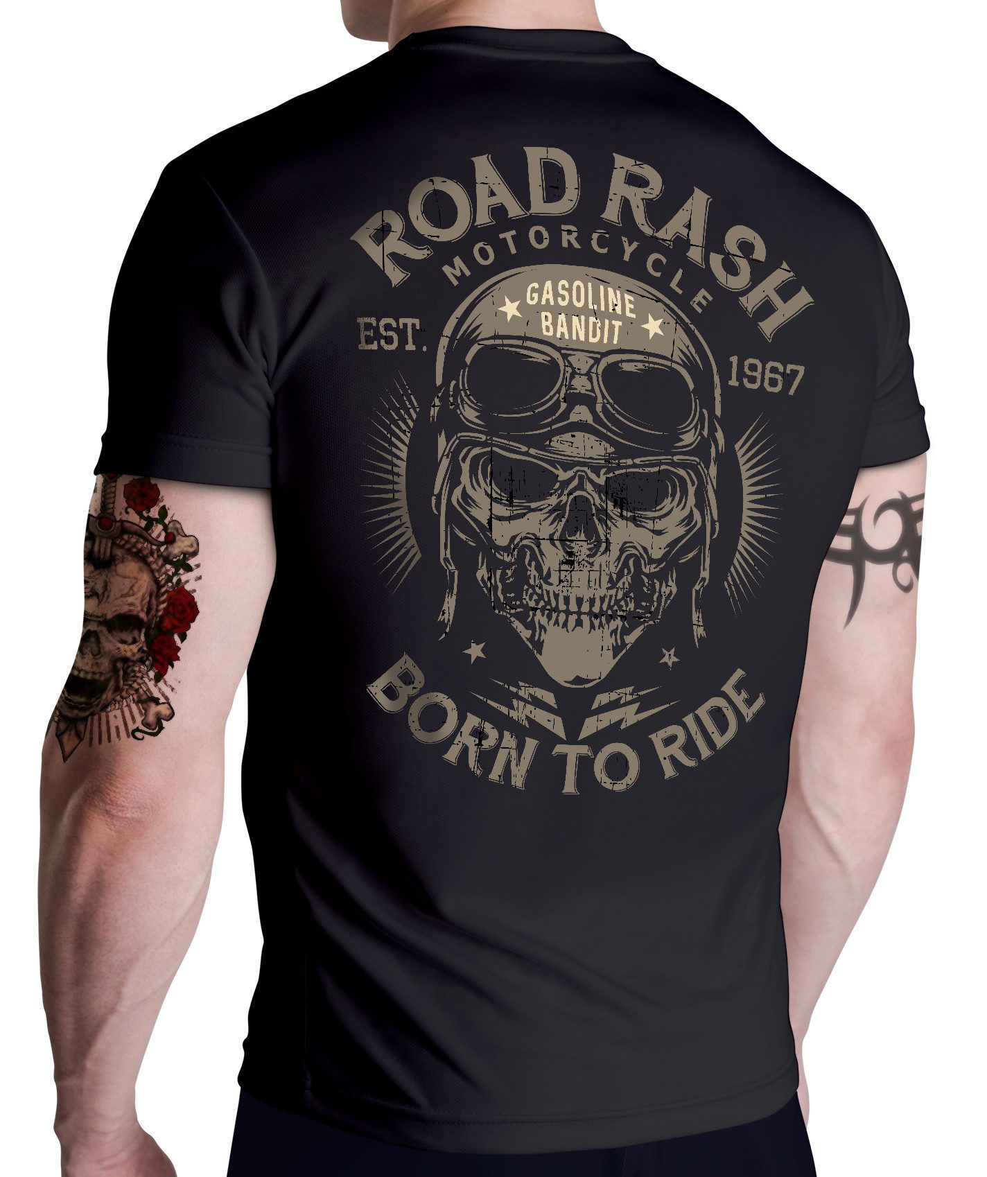 GASOLINE BANDIT® T-Shirt für Biker Racer Motorrad Fans: Road Rash - Born to Ride