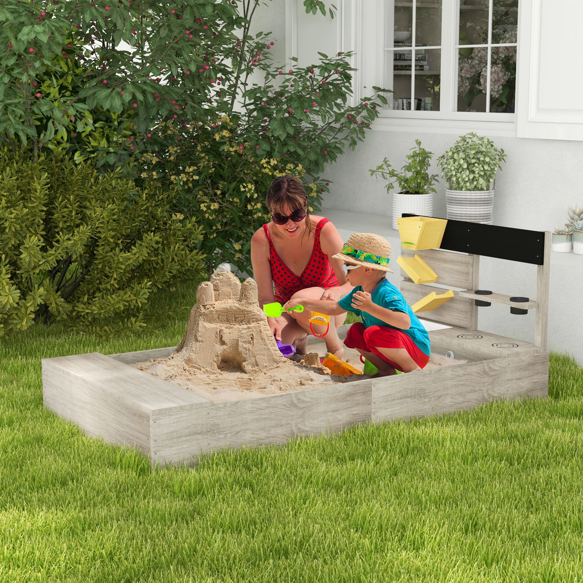 Outsunny Sandkasten mit Küchenelementen, (Sandspiel, 1-tlg., günstig online kaufen